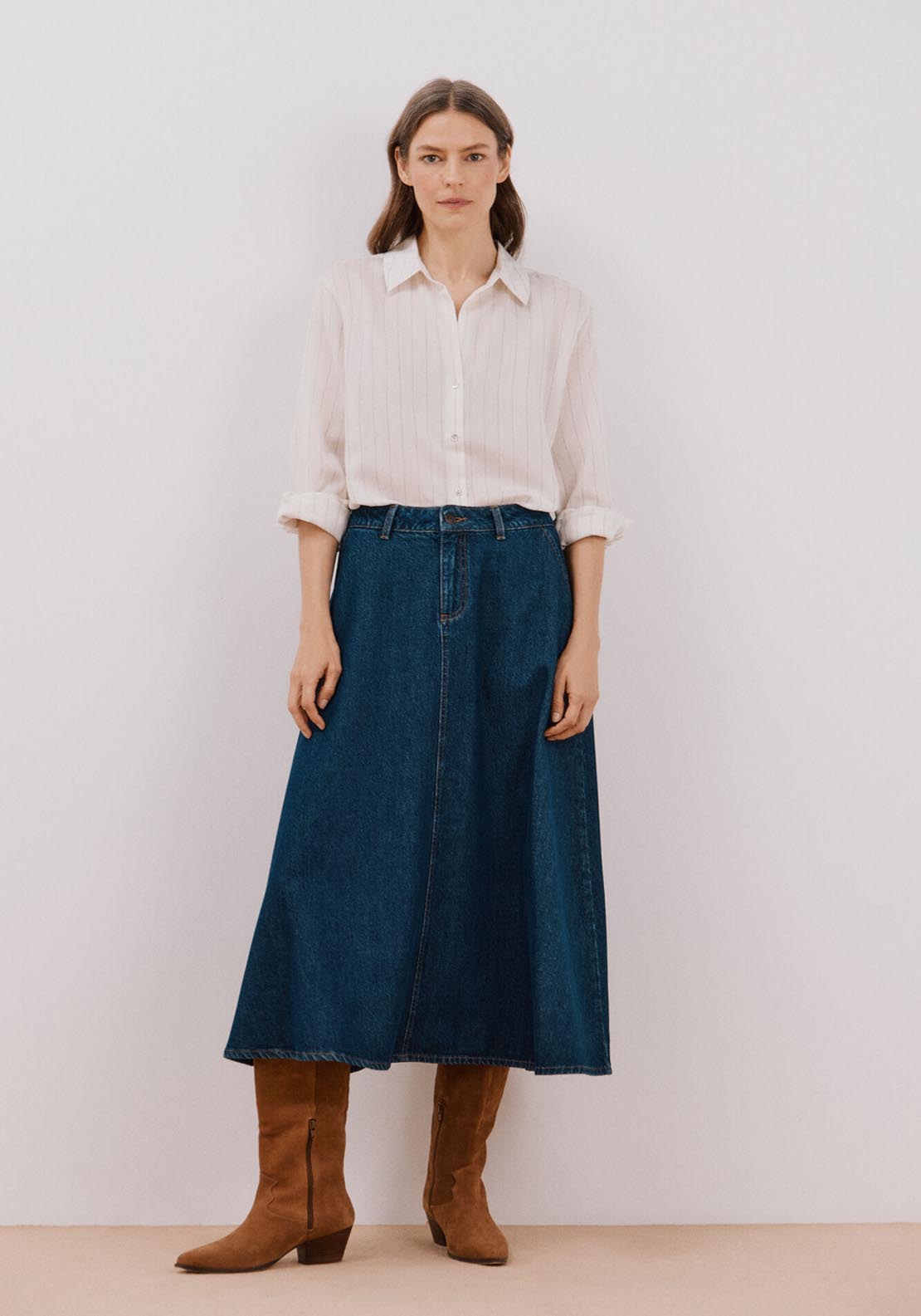 Cortefiel Striped Shirt - Sand 5 Shaws Department Stores