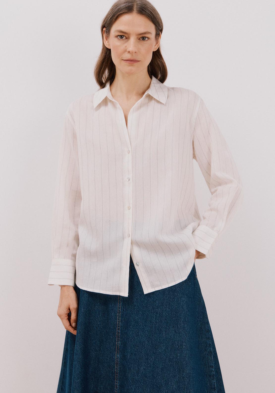 Cortefiel Striped Shirt - Sand 1 Shaws Department Stores