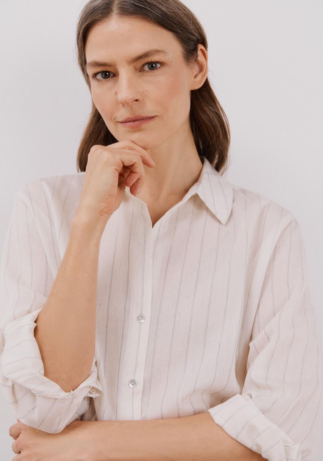 Cortefiel Striped Shirt - Sand 2 Shaws Department Stores