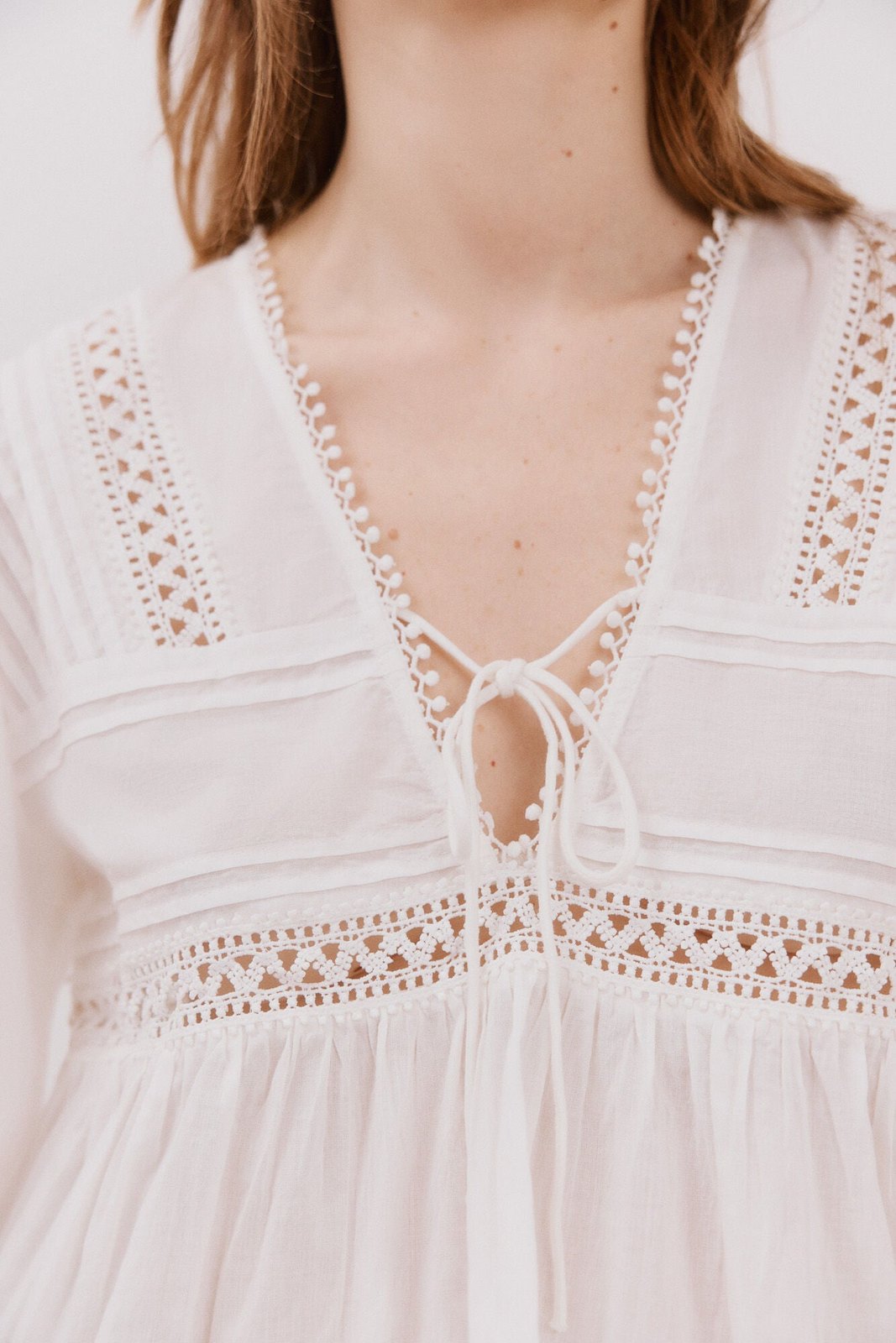 Cortefiel White blouse with inserts - White 5 Shaws Department Stores
