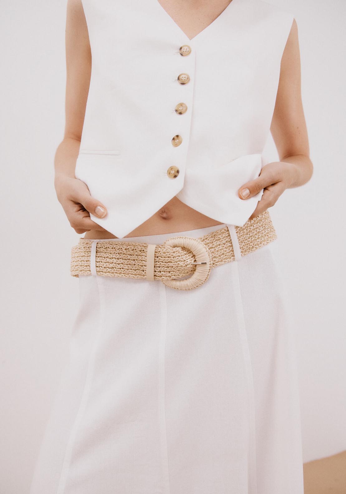 Cortefiel Midi Cape Skirt - White 5 Shaws Department Stores