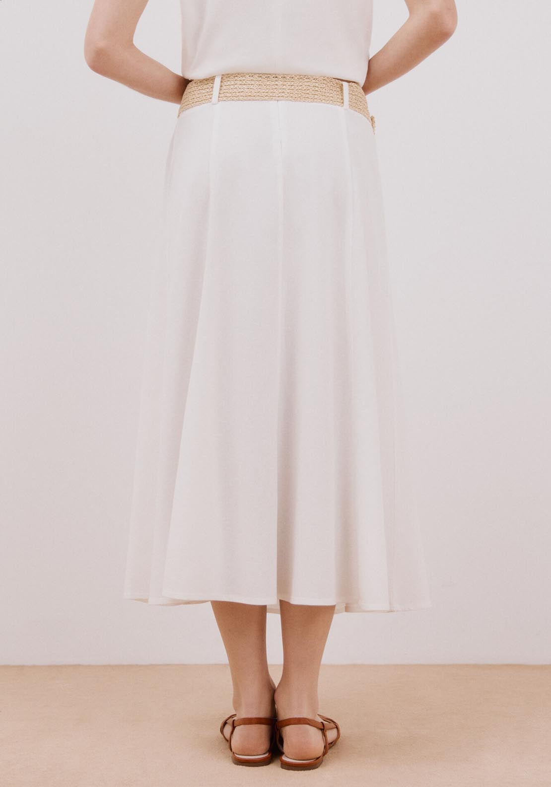 Cortefiel Midi Cape Skirt - White 2 Shaws Department Stores