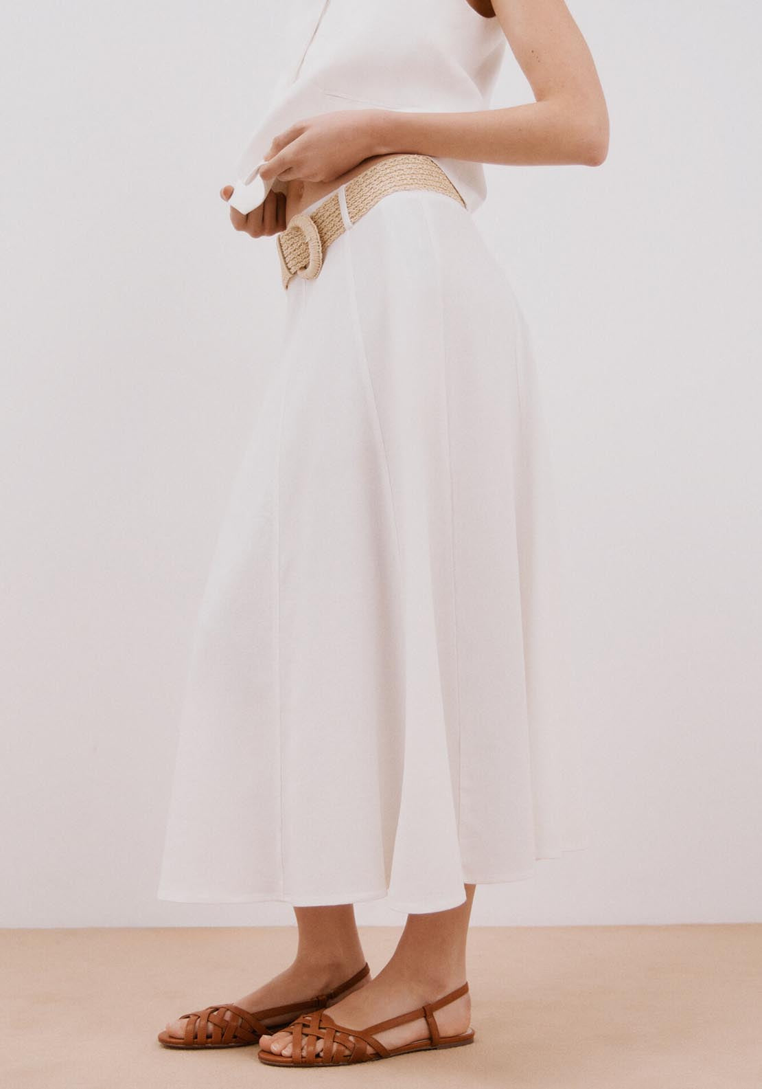 Cortefiel Midi Cape Skirt - White 3 Shaws Department Stores