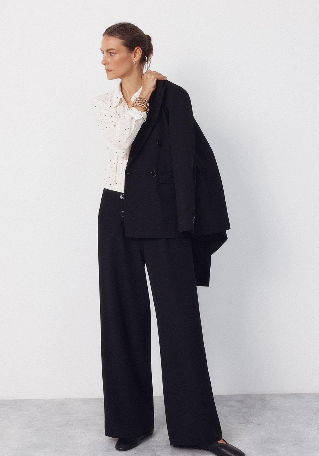 Tailored Trousers With Buttons - Black