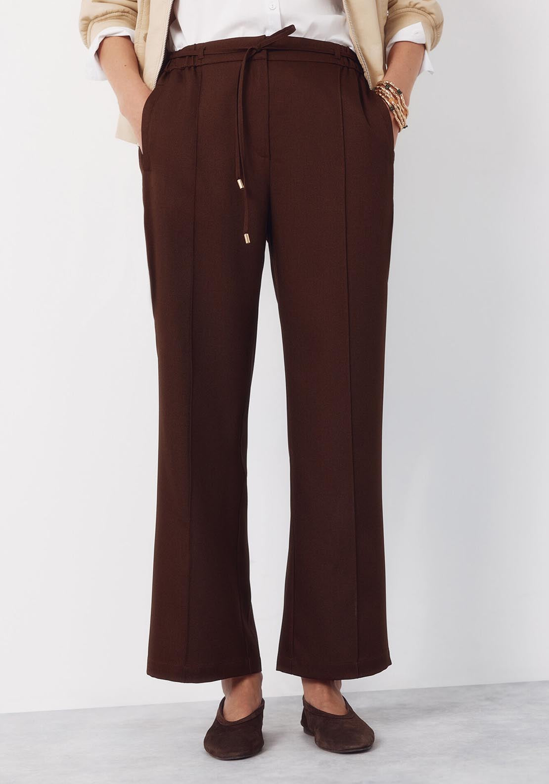 Dress Pants With Belt - Brown