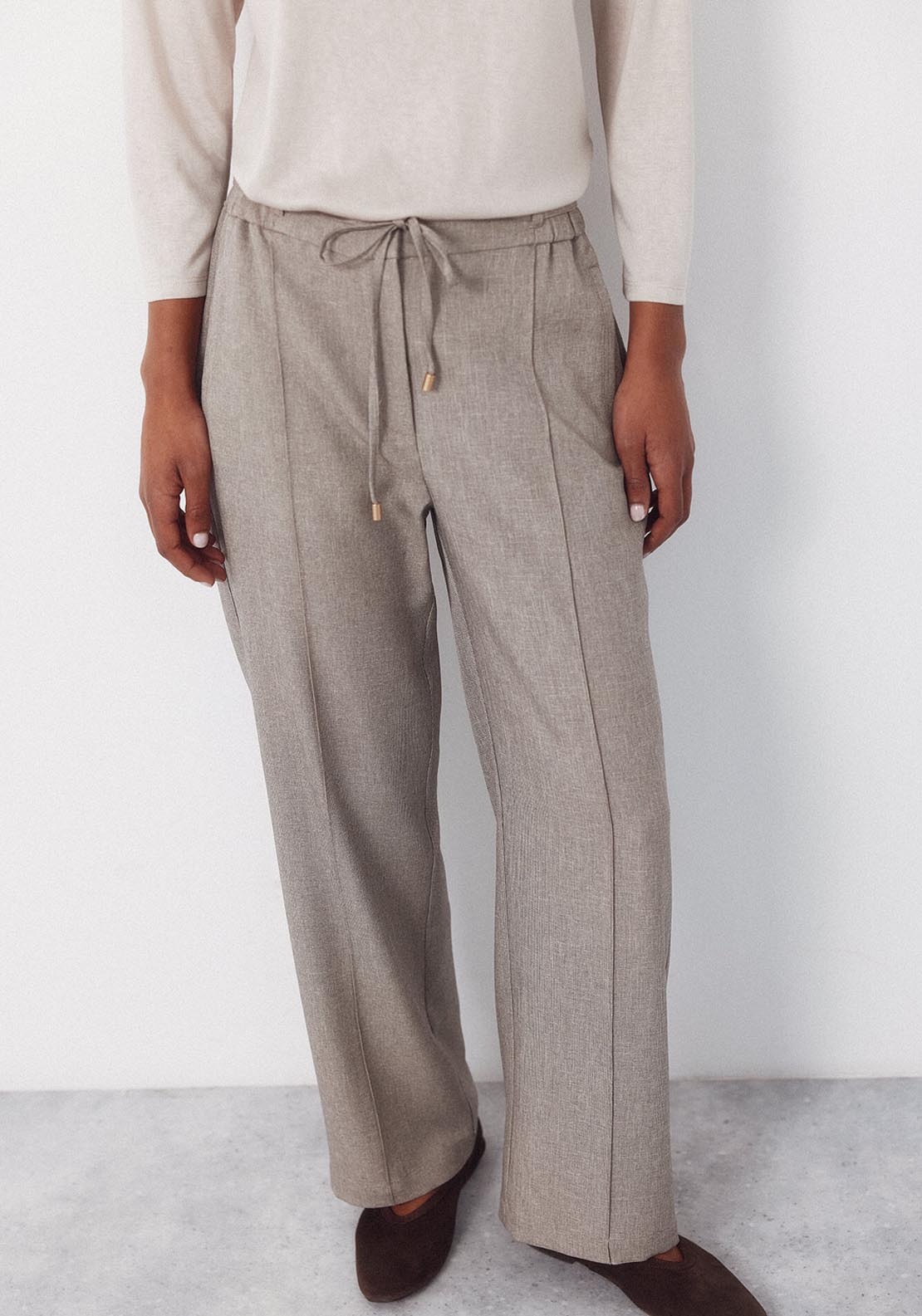 Dress Pants With Belt - Beige