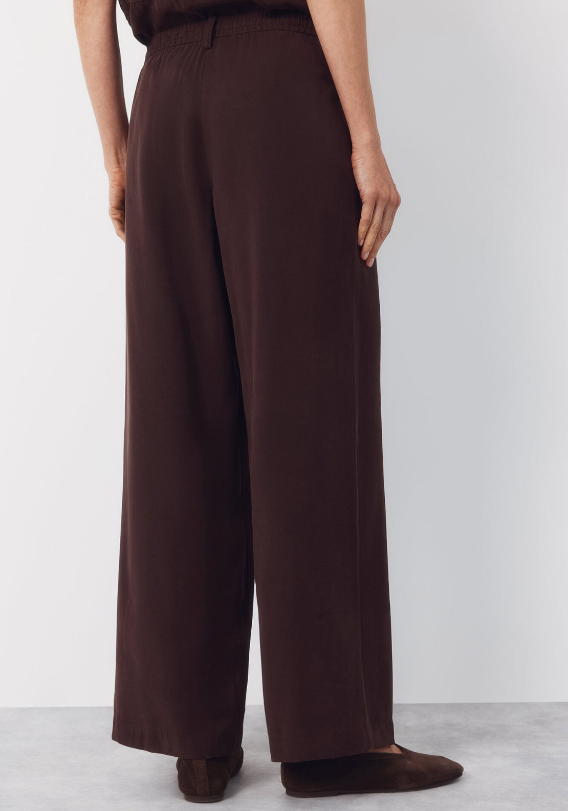Tencel Trousers With Belt - Dark Brown