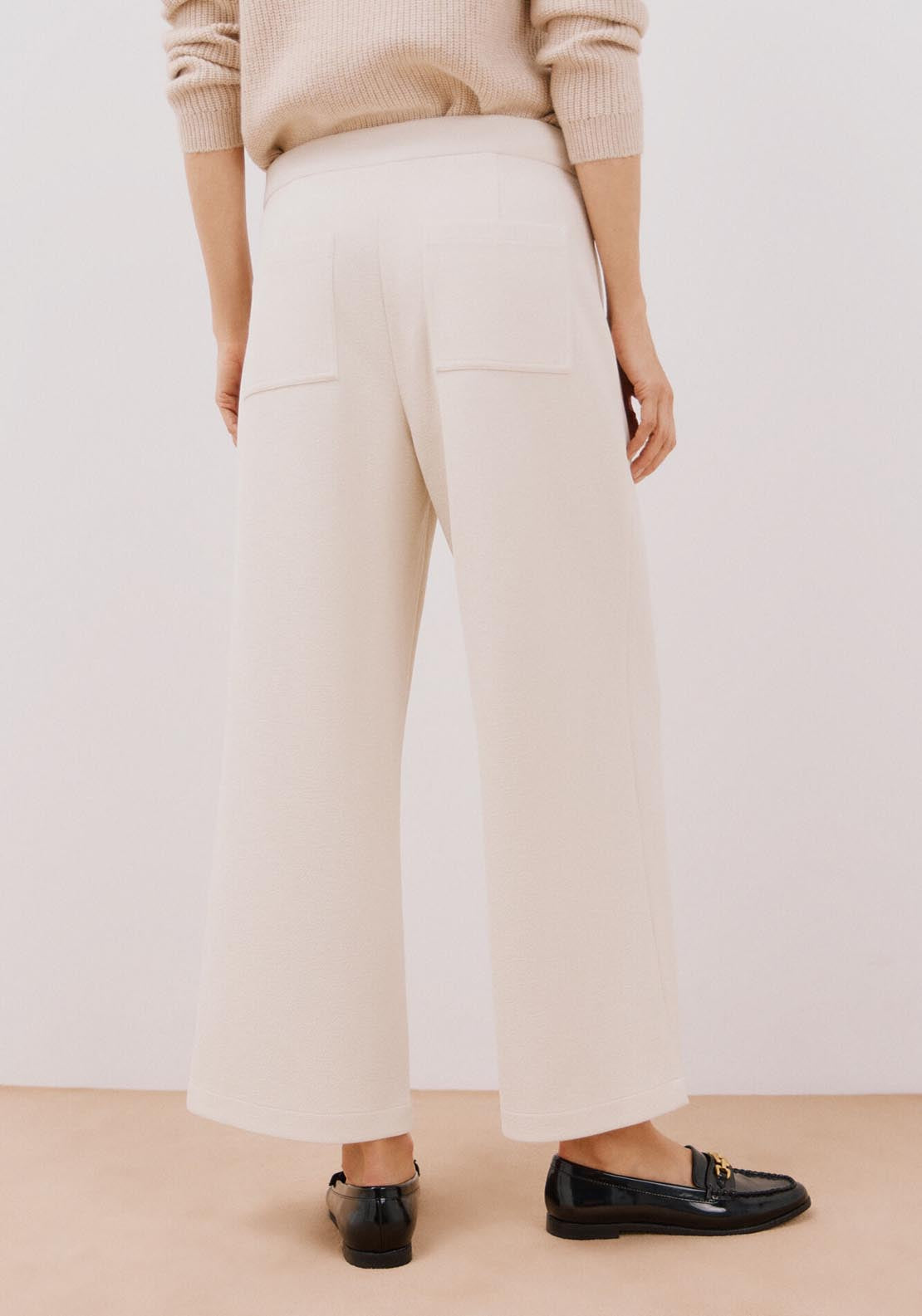 Cortefiel Knit Trousers With Buttons - Ivory 4 Shaws Department Stores