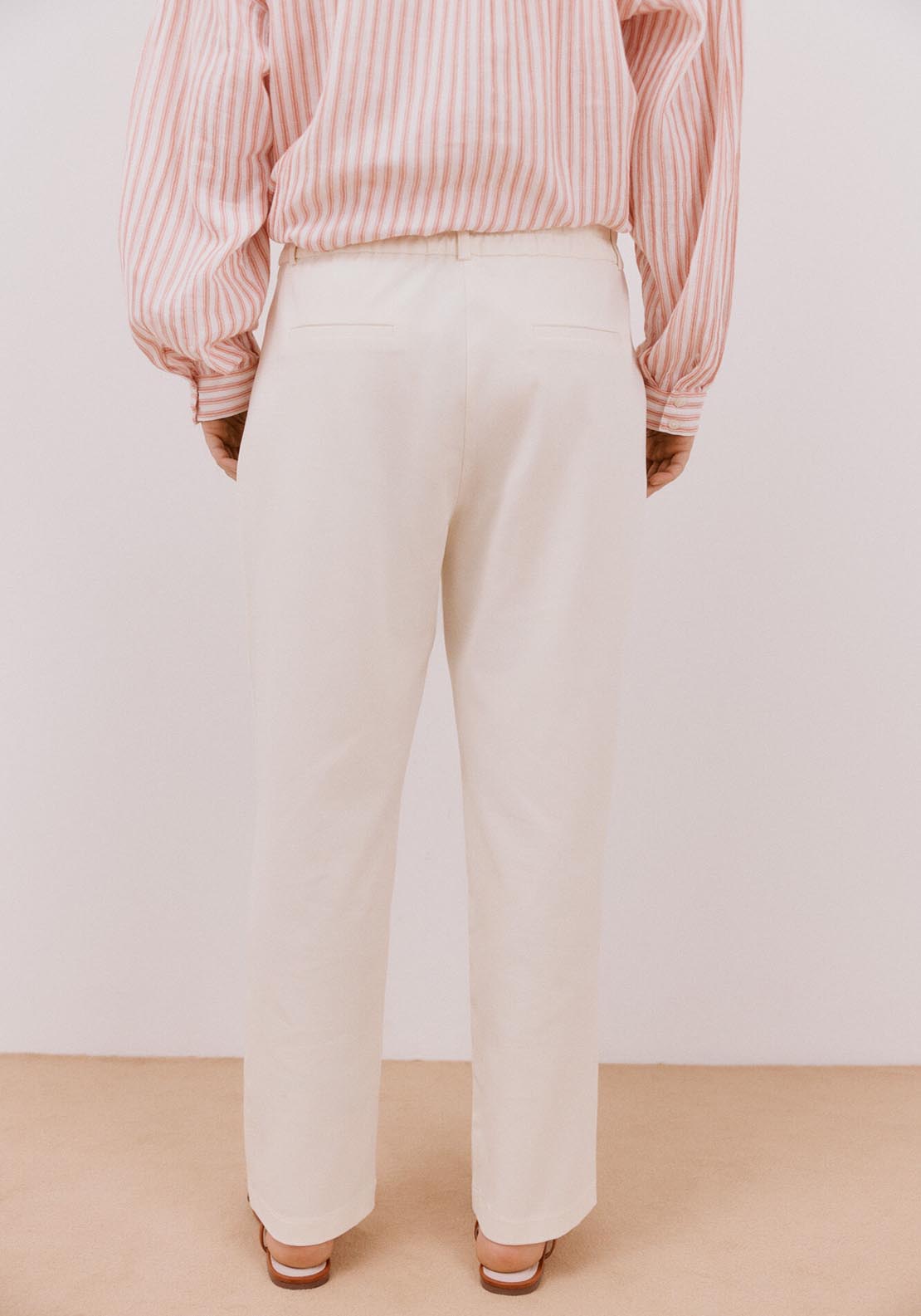 Cortefiel Wide Leg Trousers With Pleats - Ivory 2 Shaws Department Stores