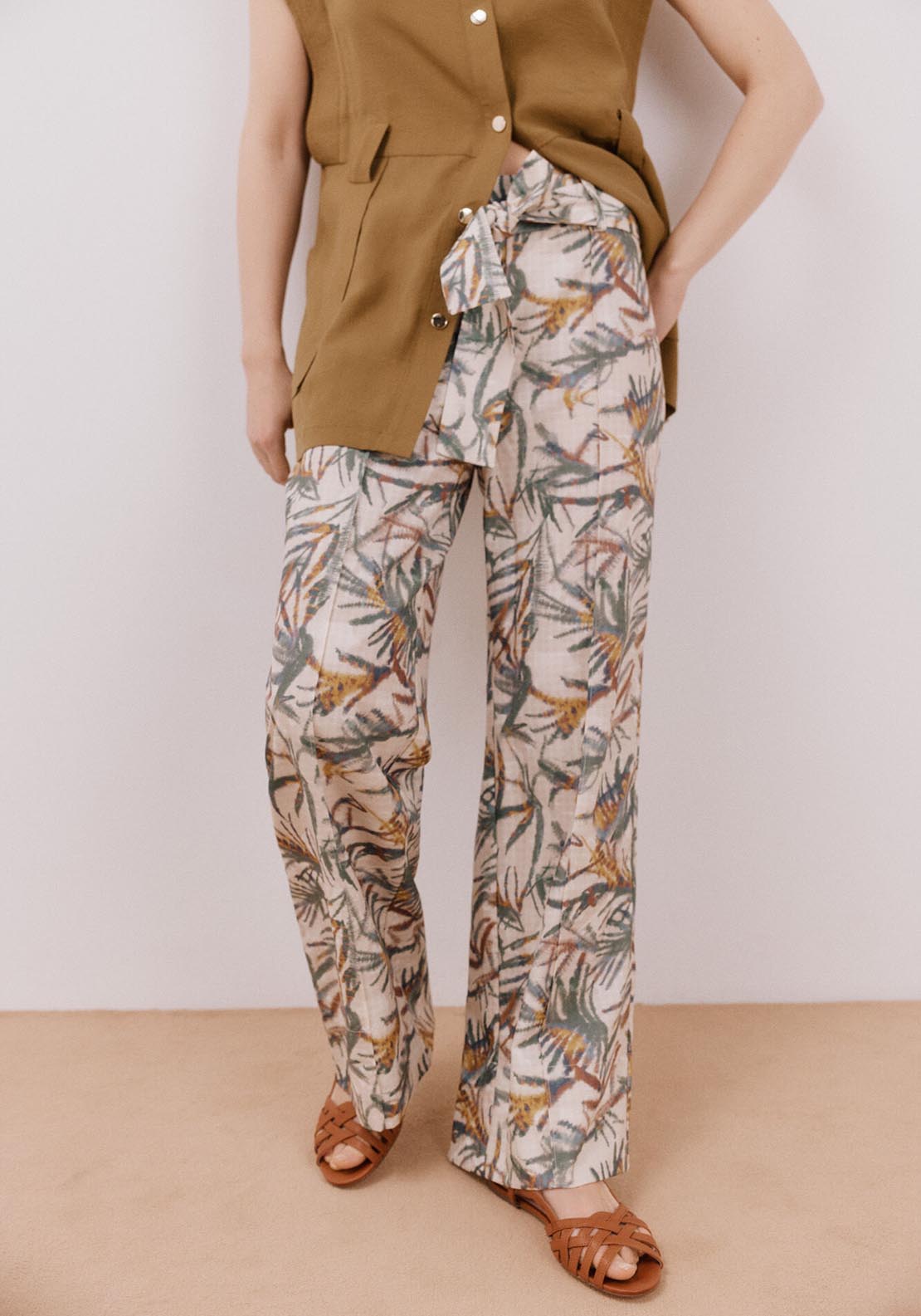 Cortefiel Flowing Printed Trousers - Multicoloured 1 Shaws Department Stores