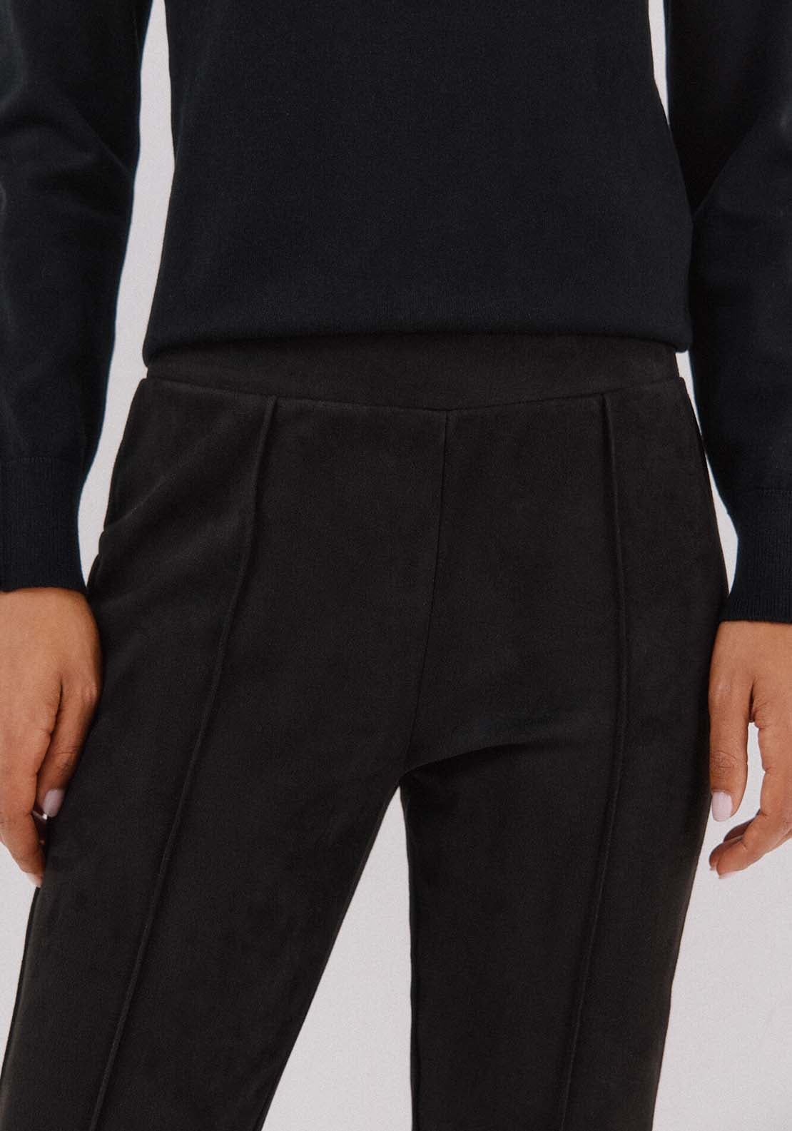 Suede Effect Leggings - Black