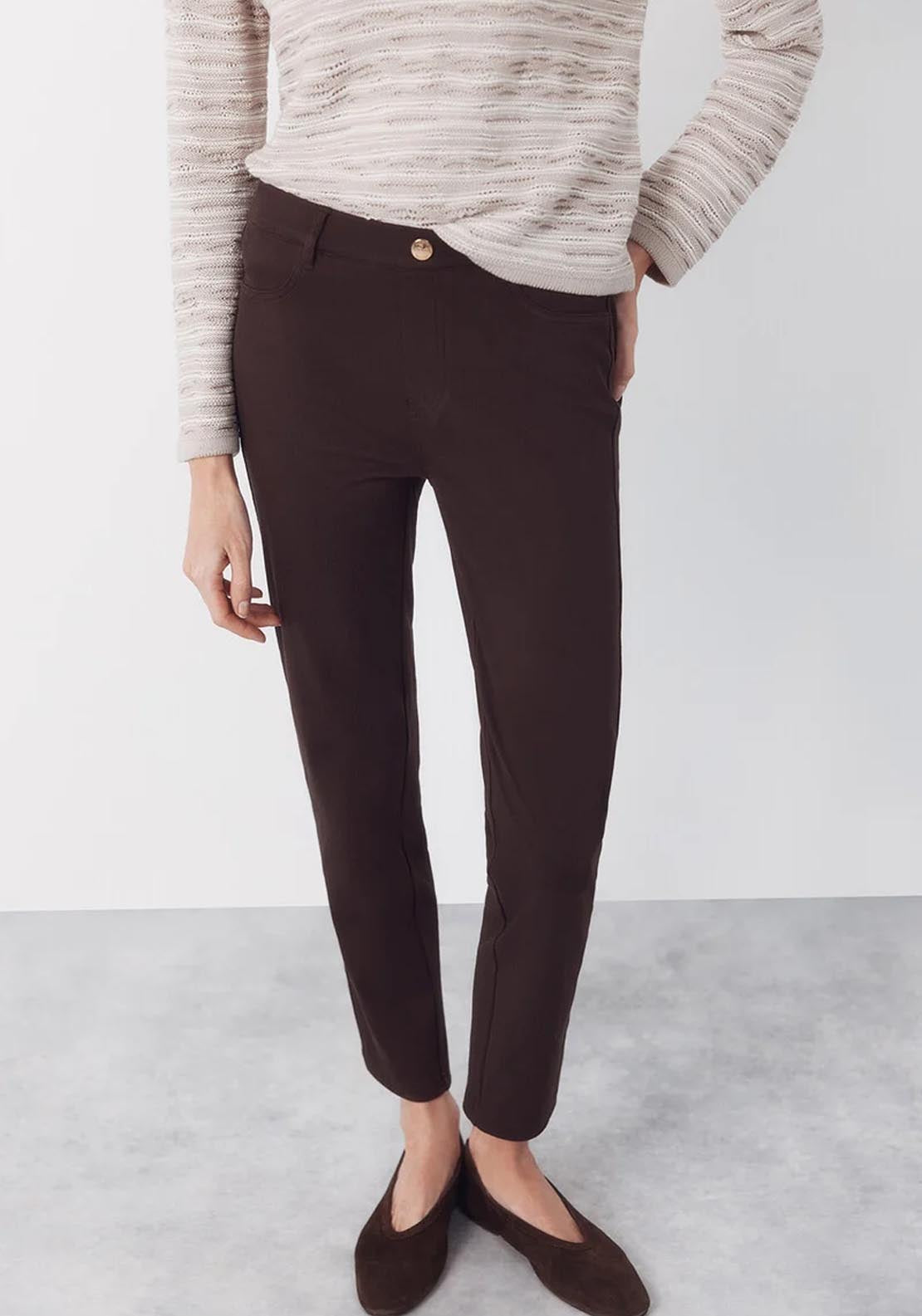 Cortefiel 5 Pocket Cut Leggings - Brown 1 Shaws Department Stores