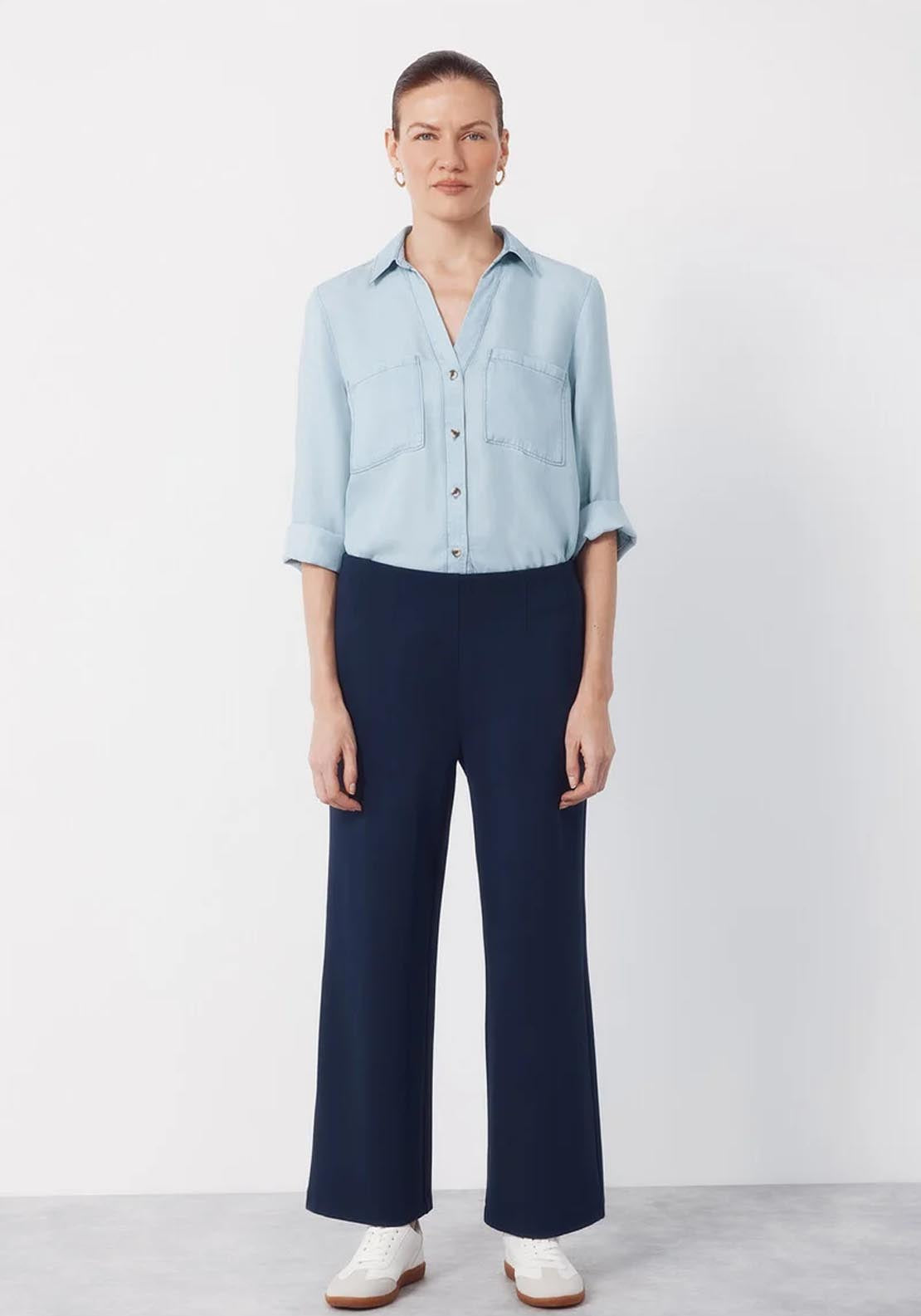 Cortefiel Wide Jersey Knit Trousers - Blue 1 Shaws Department Stores