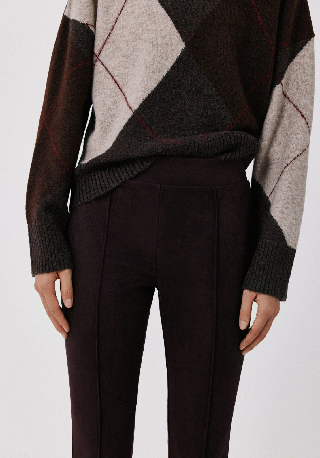 Flexible Suede Effect Joggers - Dark Brown