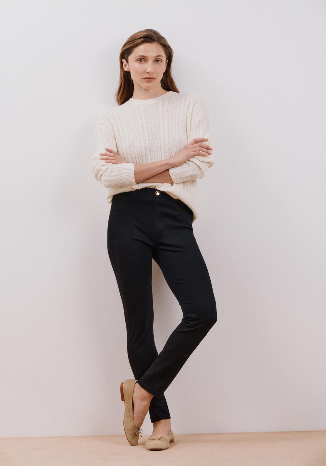 Cortefiel Leggings With Button Detail - Black 1 Shaws Department Stores