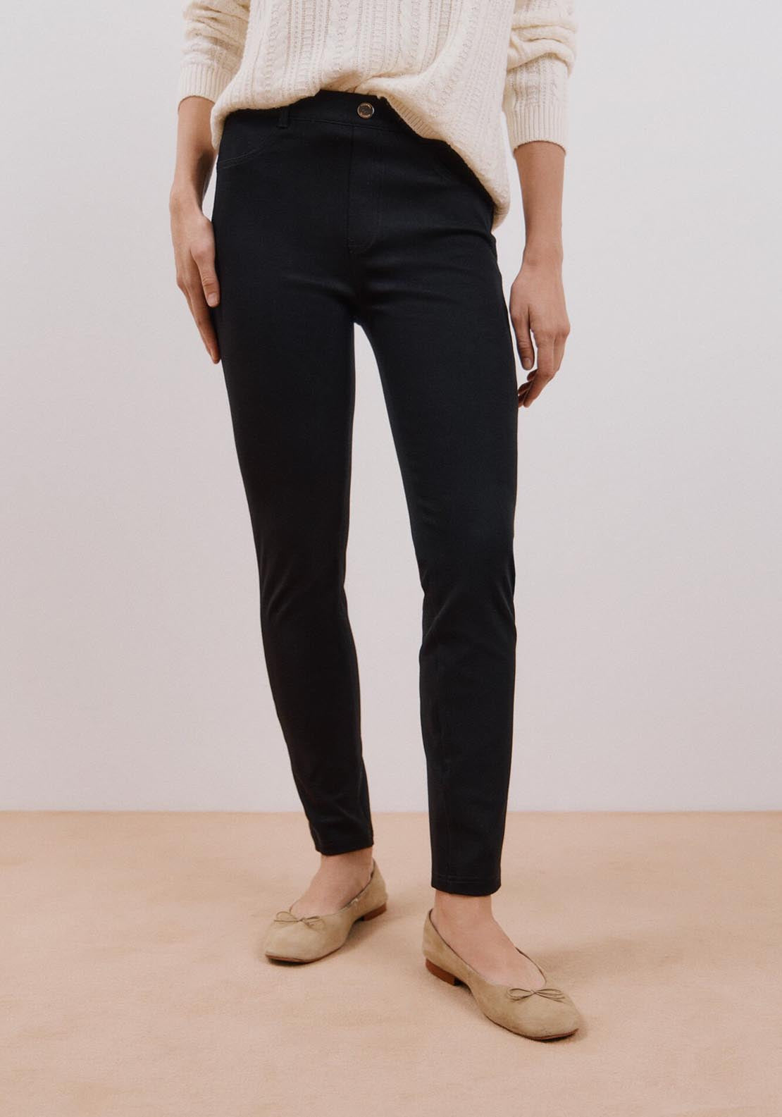Cortefiel Leggings With Button Detail - Black 2 Shaws Department Stores