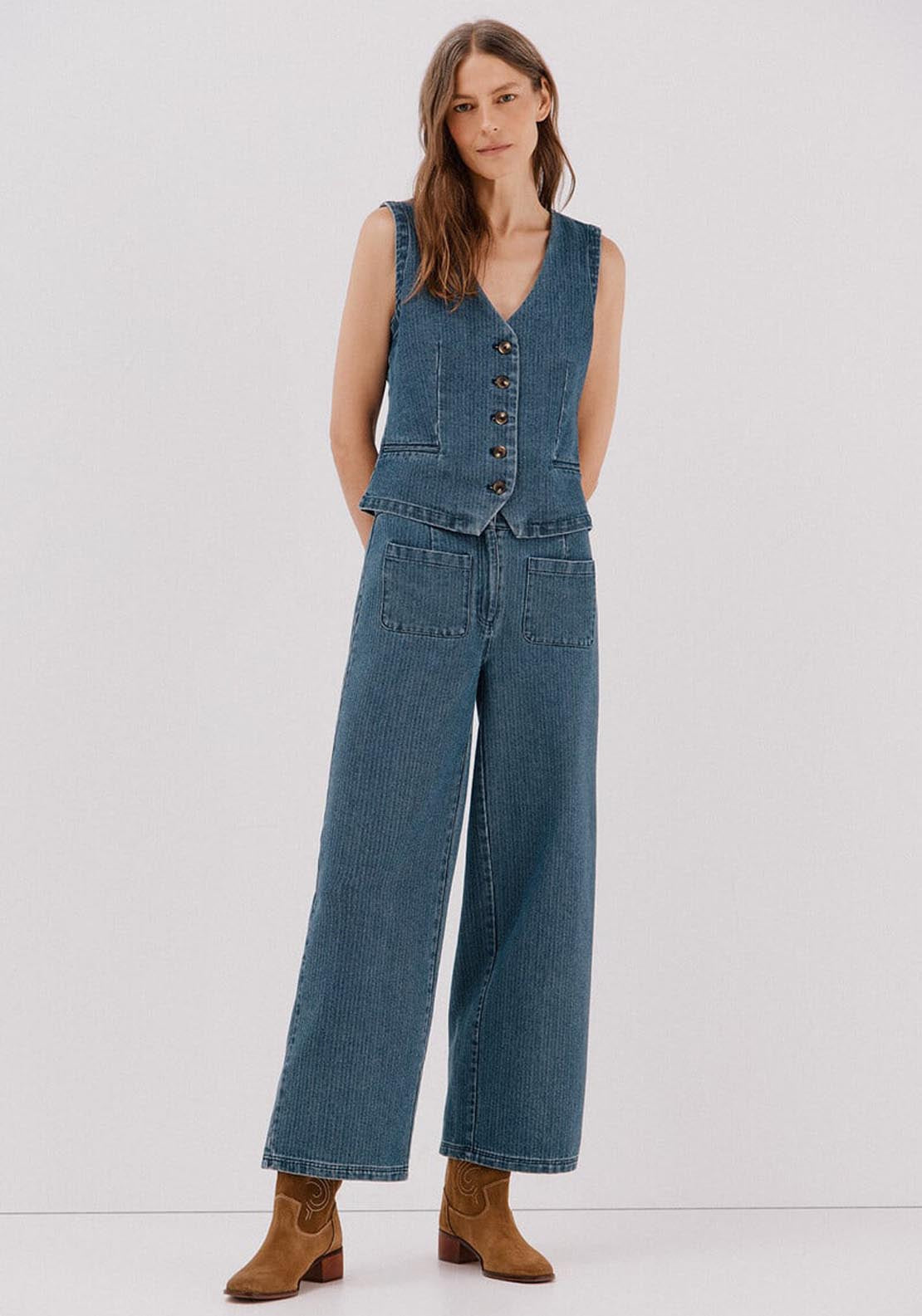 Textured Marine Trousers - Blue