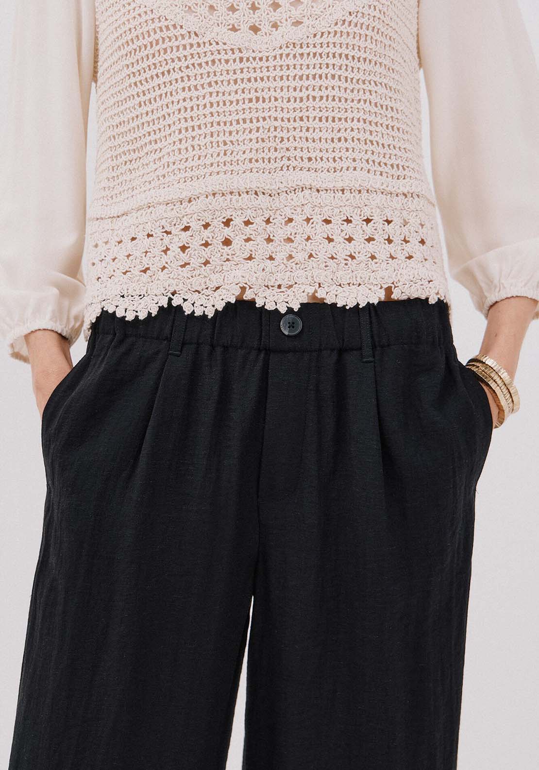 Floaty Wide Leg Trousers - Black