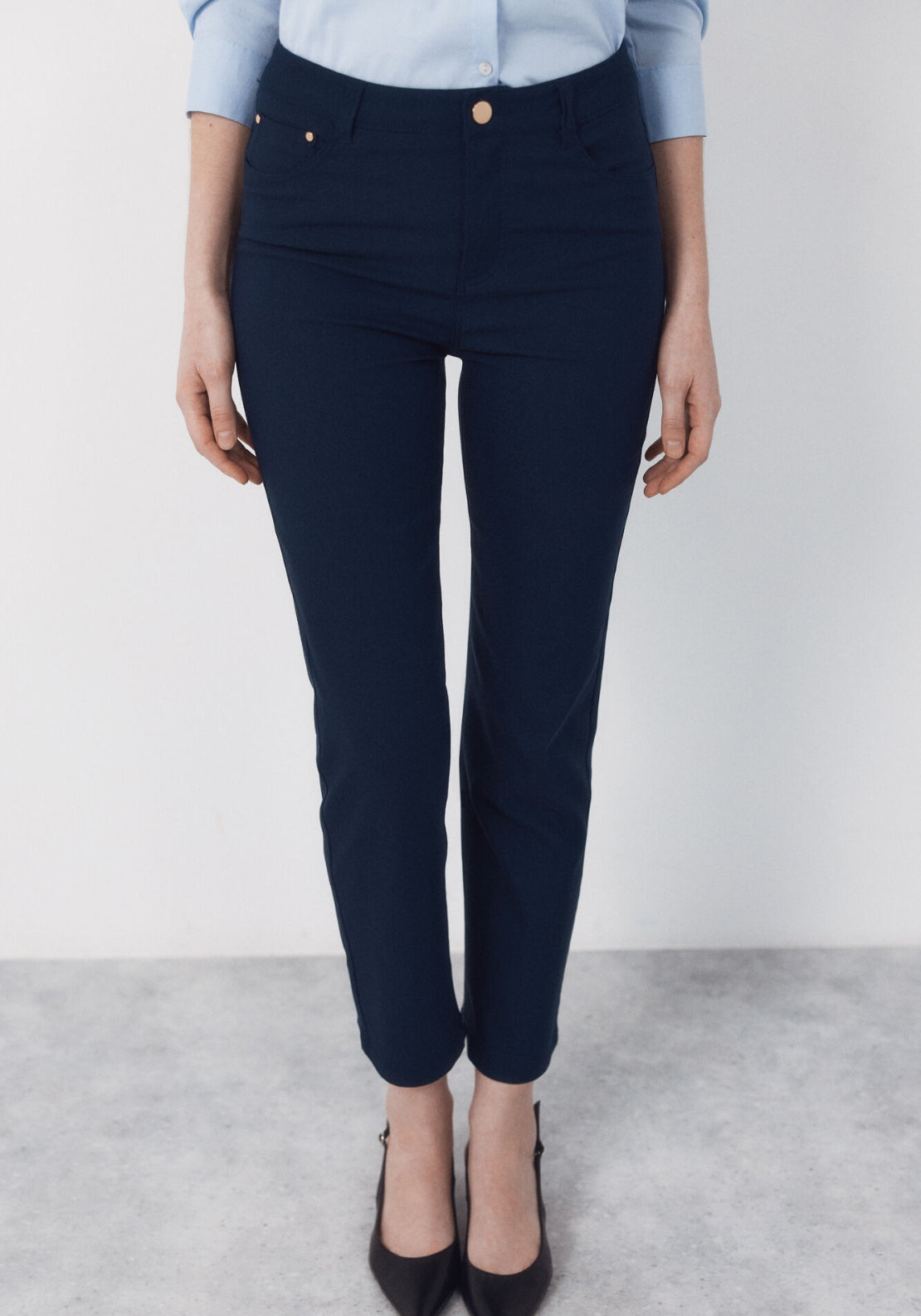 Cortefiel Skinny Trousers With Zips - Blue 1 Shaws Department Stores