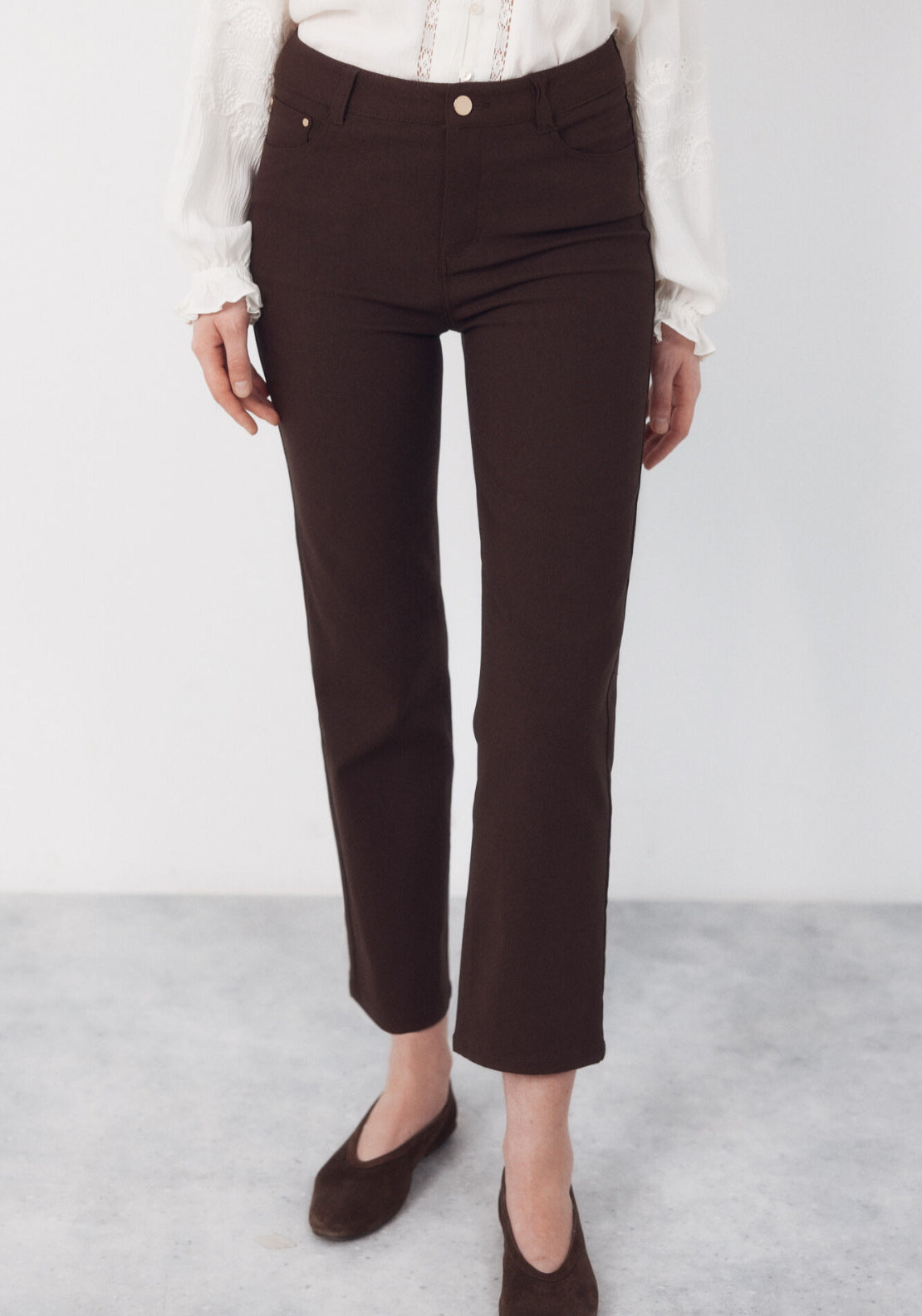 Skinny Trousers With Zips - Medium Brown