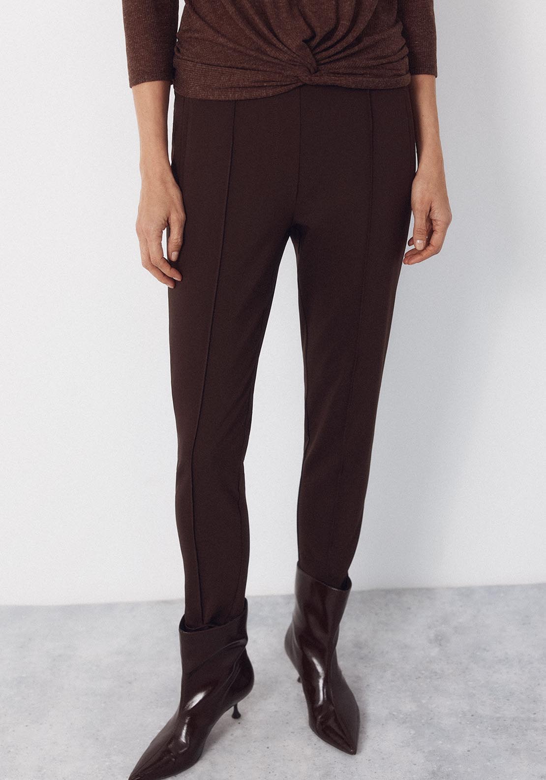Skinny Stretch Trousers - Brown