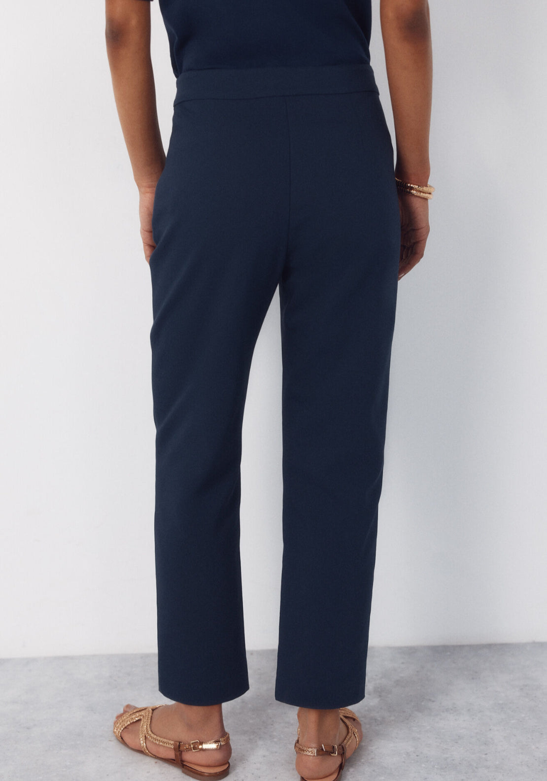 Cortefiel Gold Button Trousers - Blue 2 Shaws Department Stores