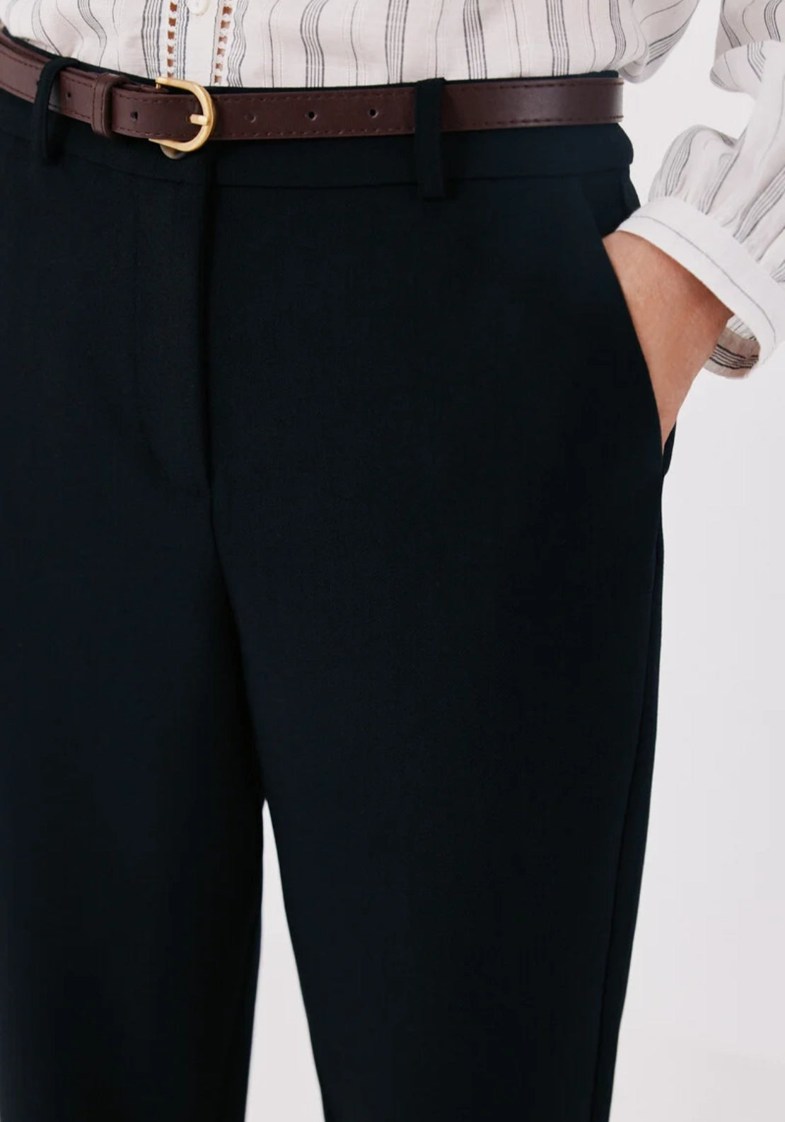 Tailored Trousers With Belt - Black