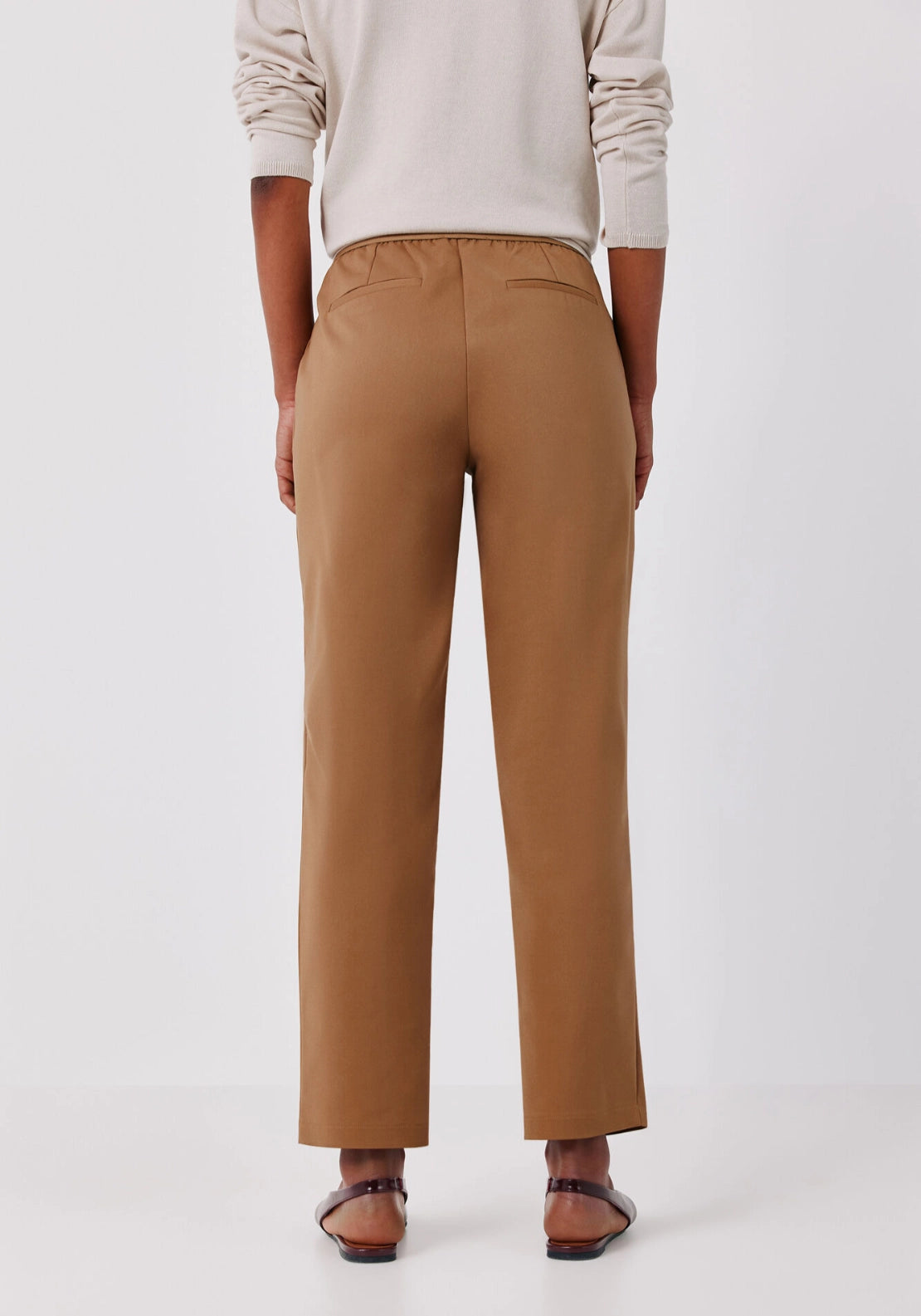 Straight Trousers With Elasticated Back - Camel