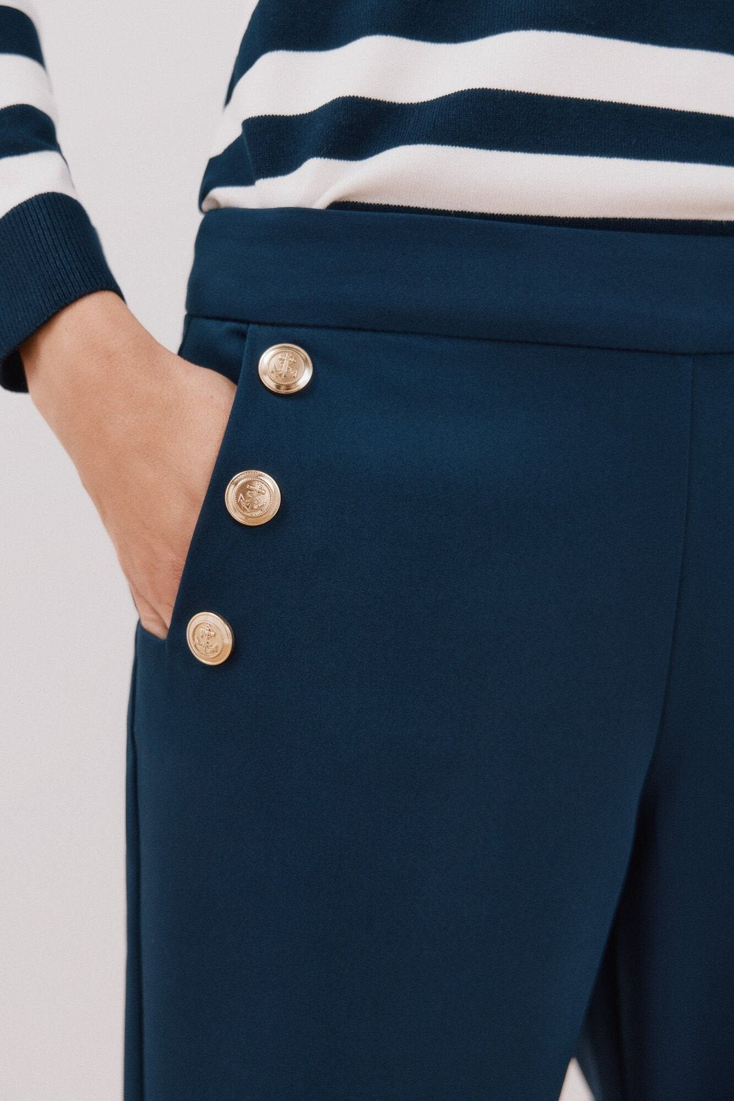 Cortefiel Button trousers - Navy 4 Shaws Department Stores