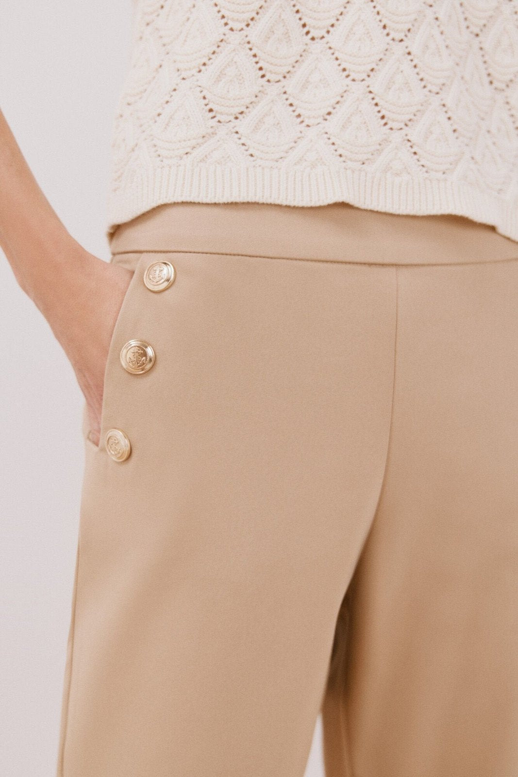 Cortefiel Button trousers - Beige 4 Shaws Department Stores