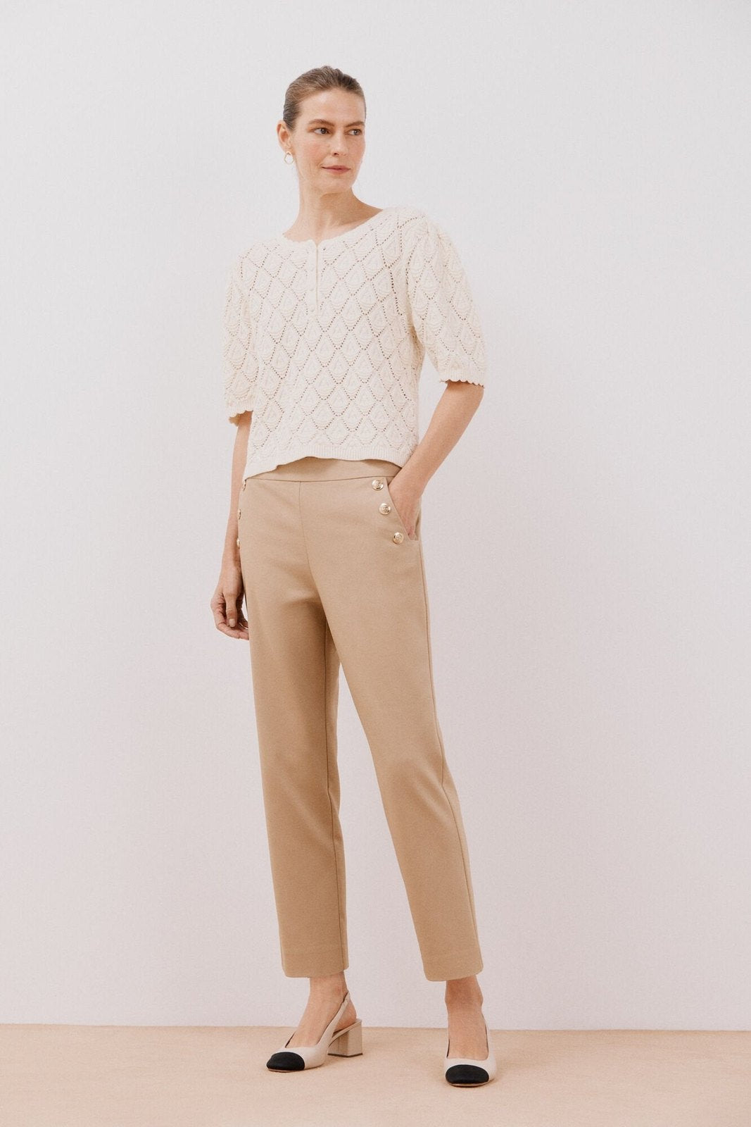 Cortefiel Button trousers - Beige 5 Shaws Department Stores