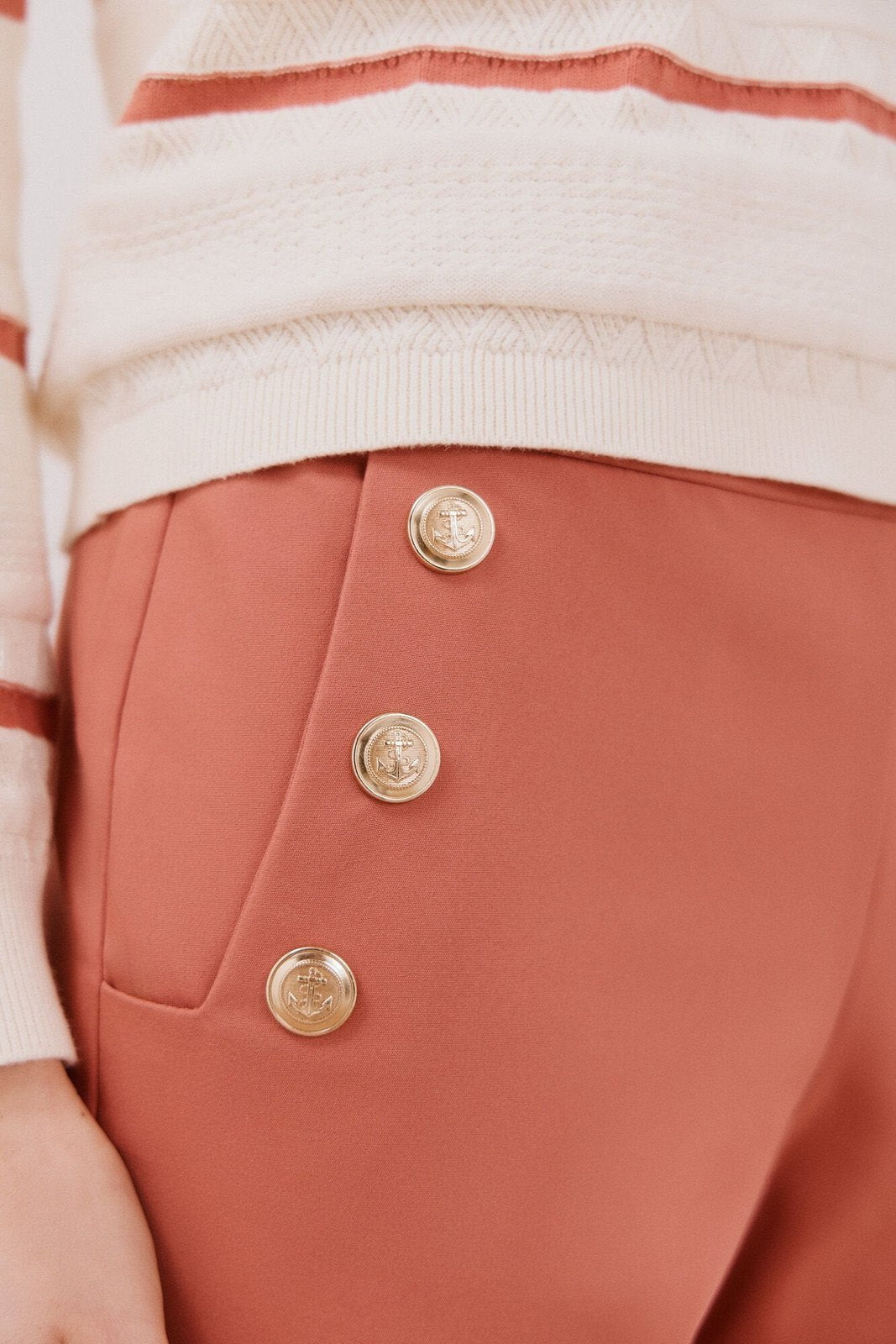 Cortefiel Button trousers - Pink 3 Shaws Department Stores