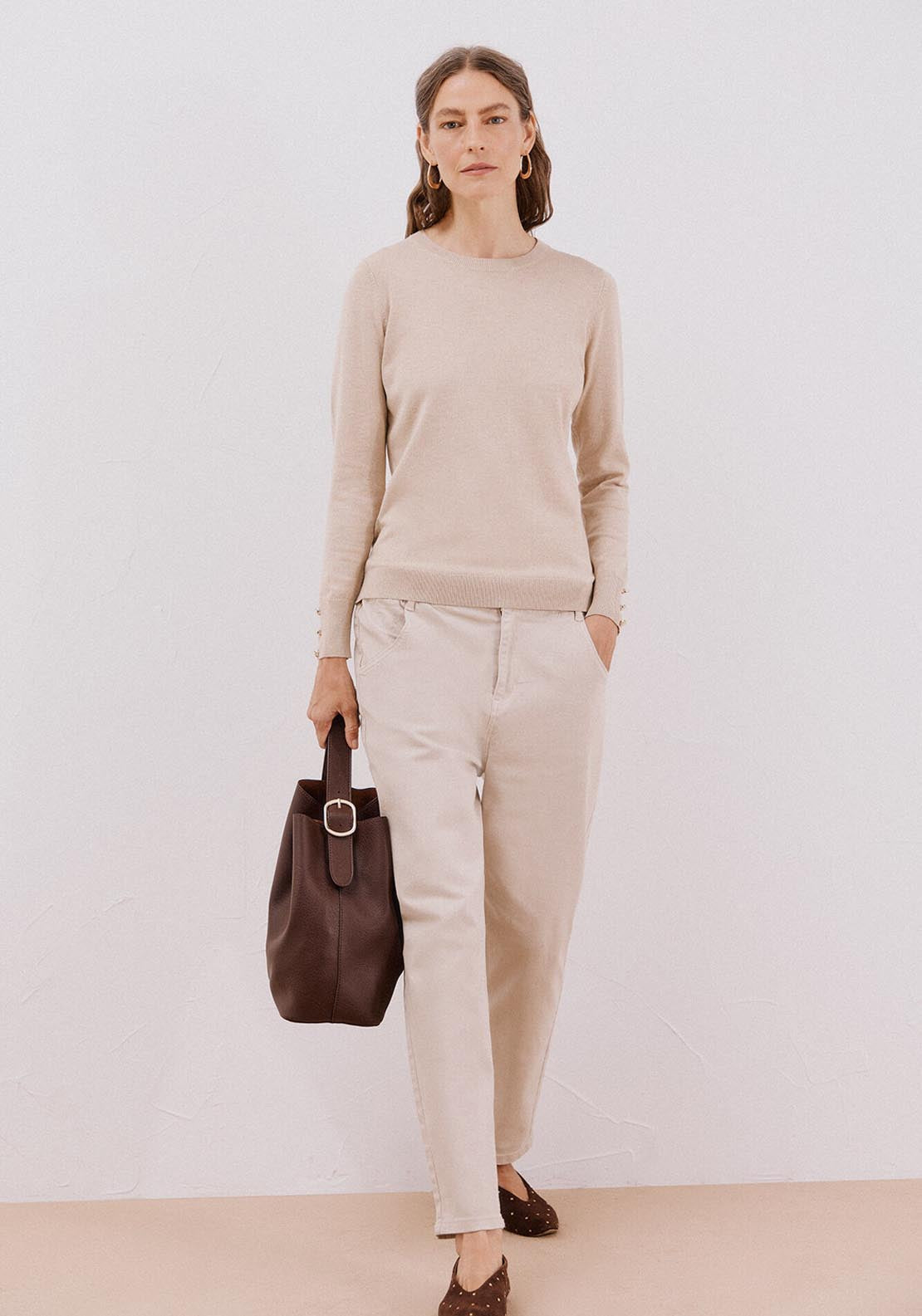 Short Sleeve Sweater - Beige