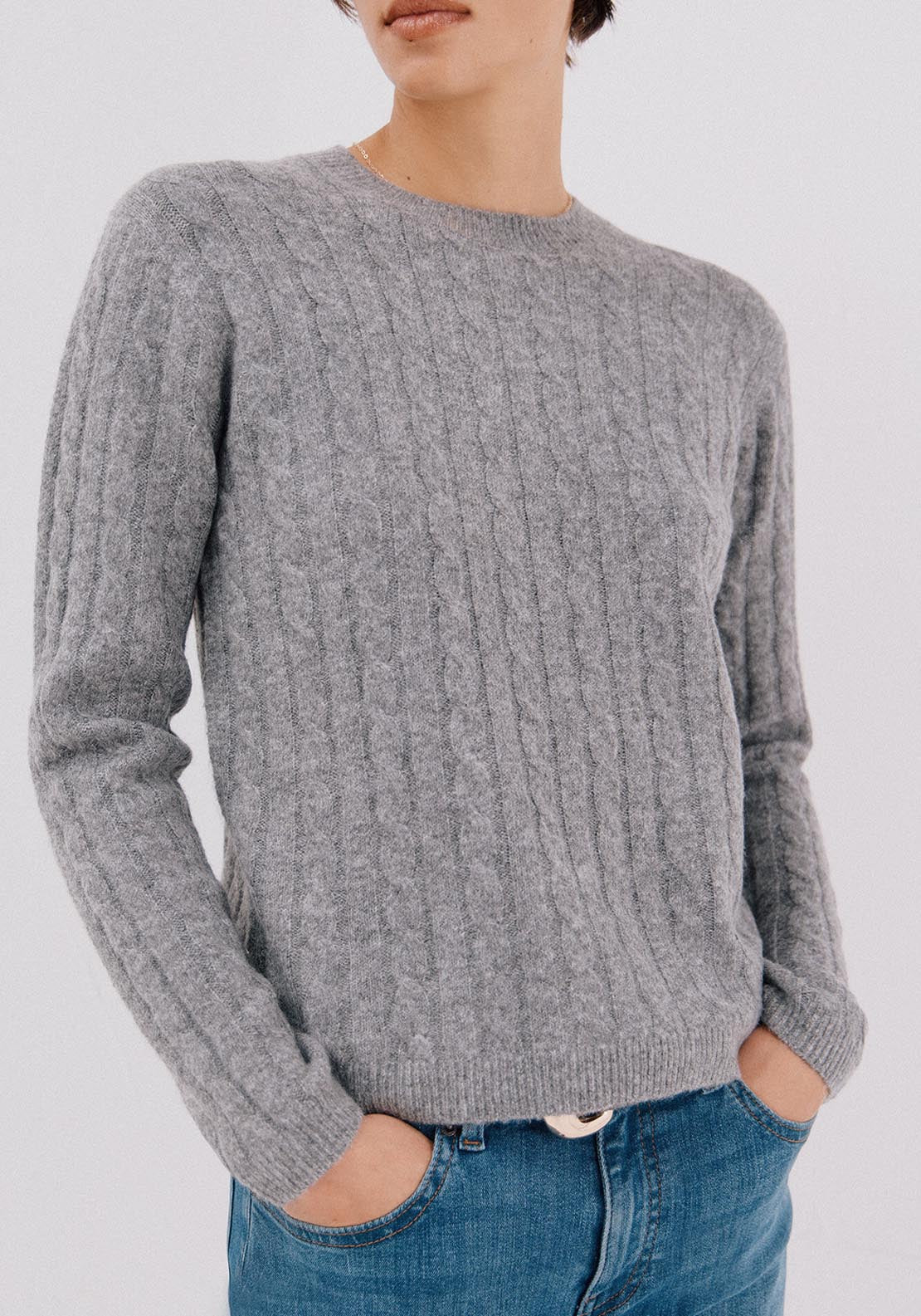 Soft Cable Sweater - Grey