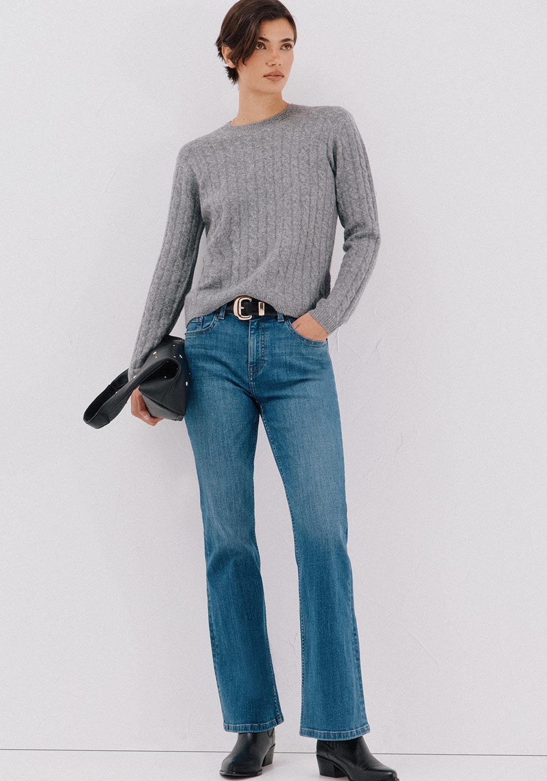 Soft Cable Sweater - Grey