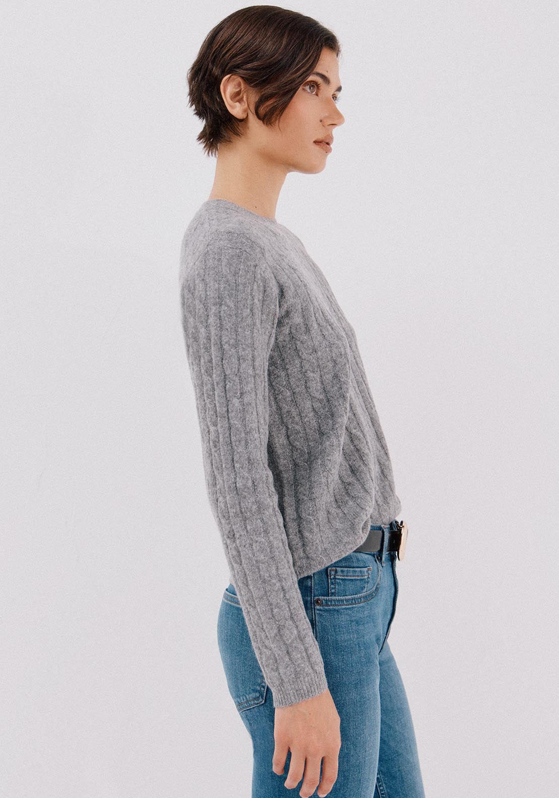 Soft Cable Sweater - Grey