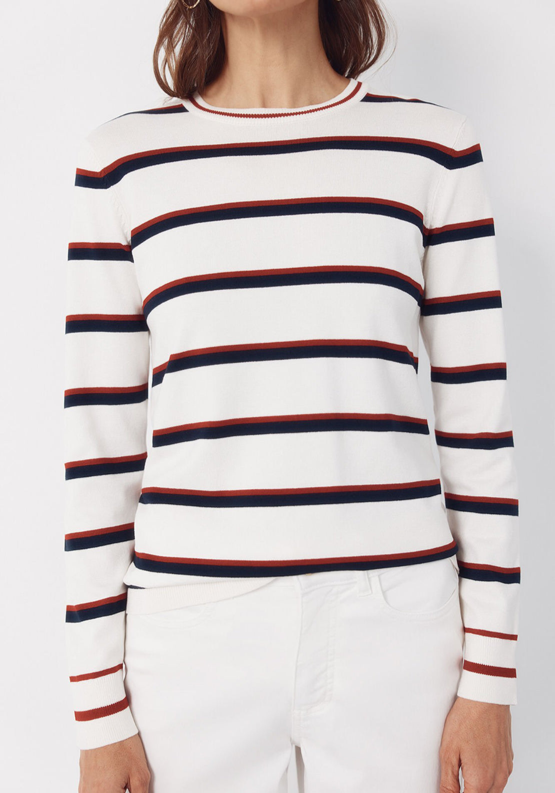 Cortefiel Striped Jersey Knit Jumper - Red 3 Shaws Department Stores