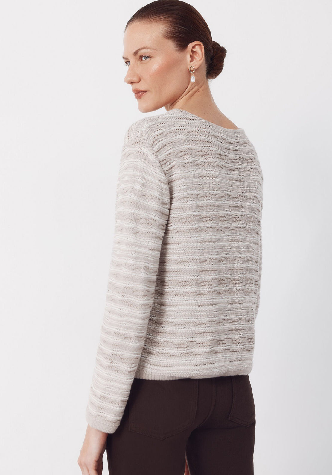Cortefiel Jersey Knit Textured Jumper - Beige 2 Shaws Department Stores