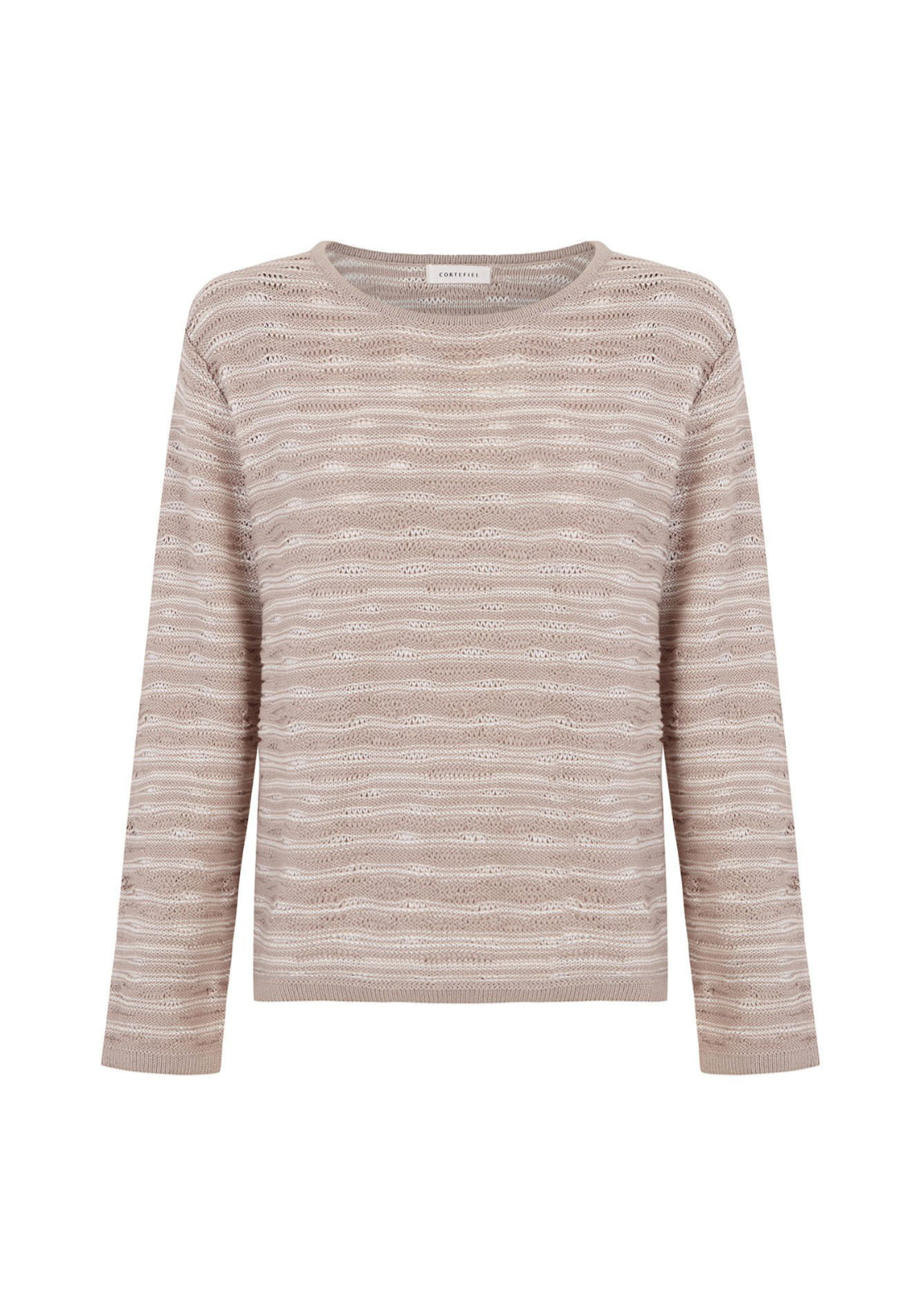 Cortefiel Jersey Knit Textured Jumper - Beige 5 Shaws Department Stores
