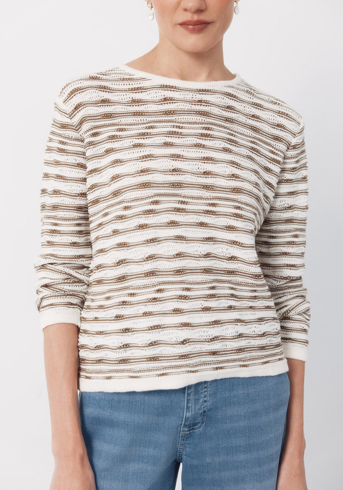 Jersey Knit Textured Jumper - Light Khaki