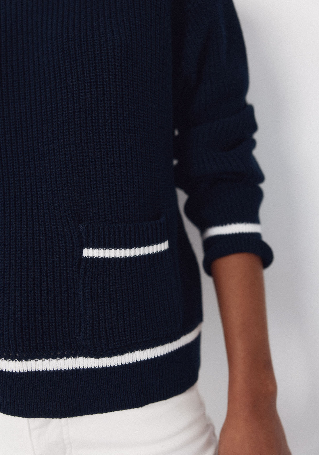 Cortefiel Contrast Combination Jumper - Navy 4 Shaws Department Stores