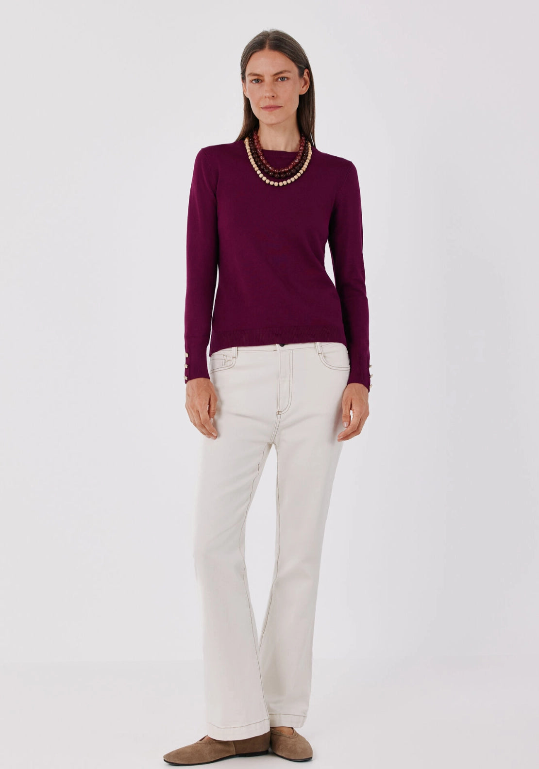 Cosy Crew Neck Sweater - Wine