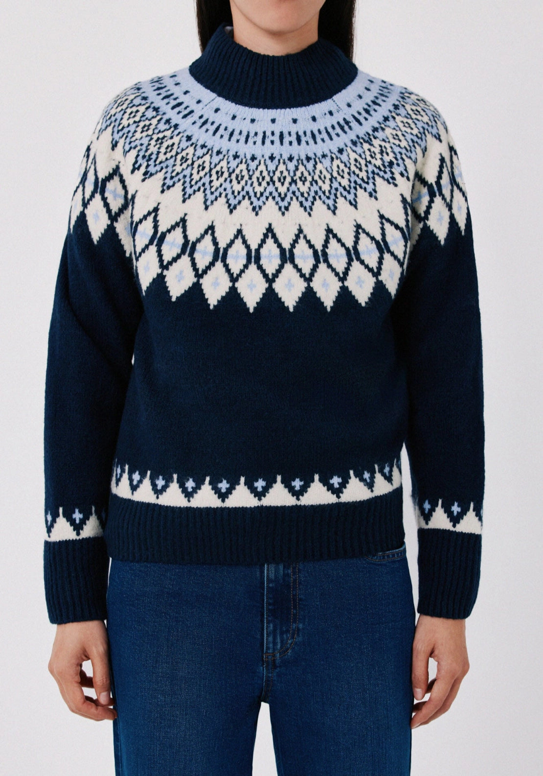 Jacquard Knit Jumper - Navy