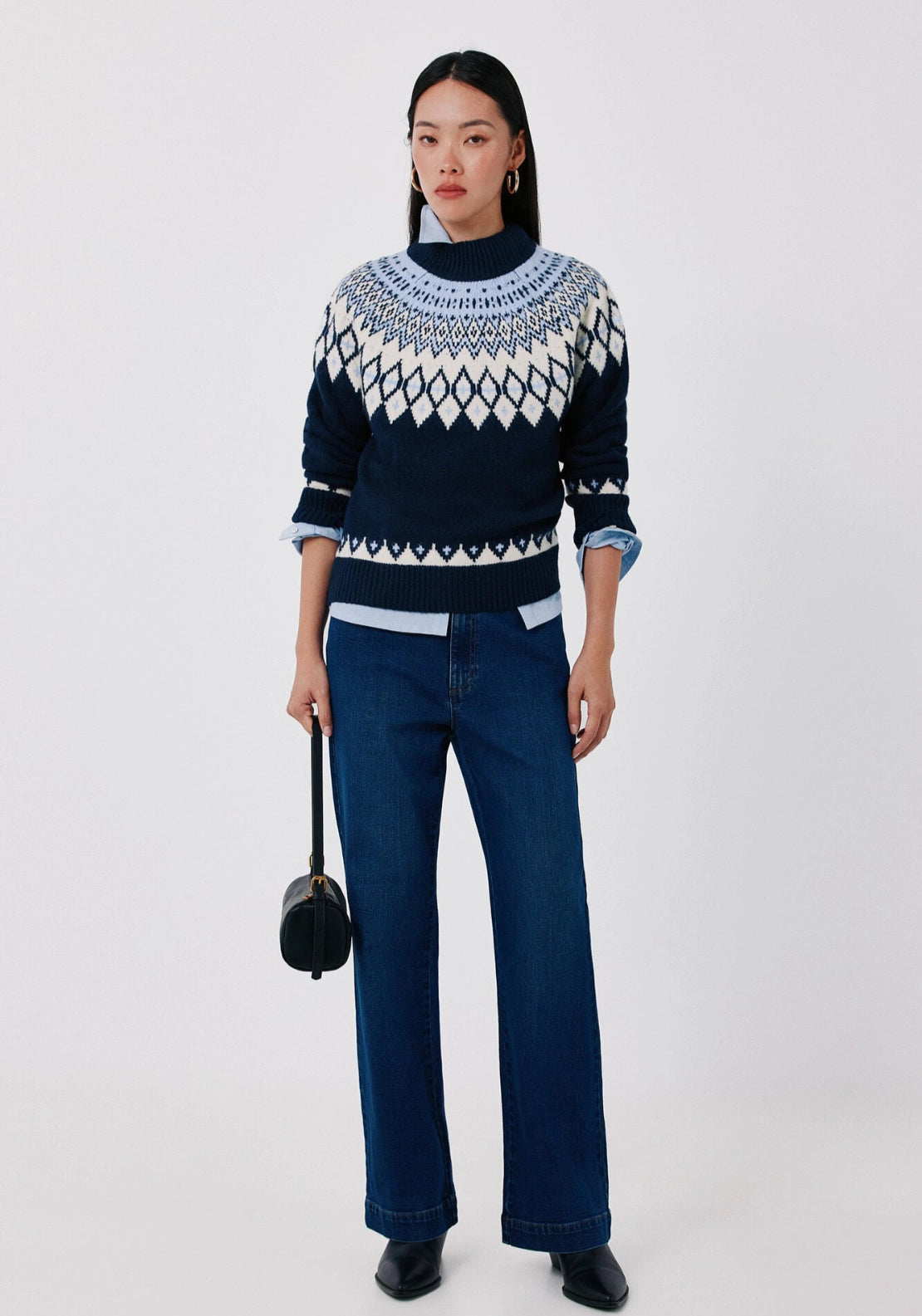 Jacquard Knit Jumper - Navy