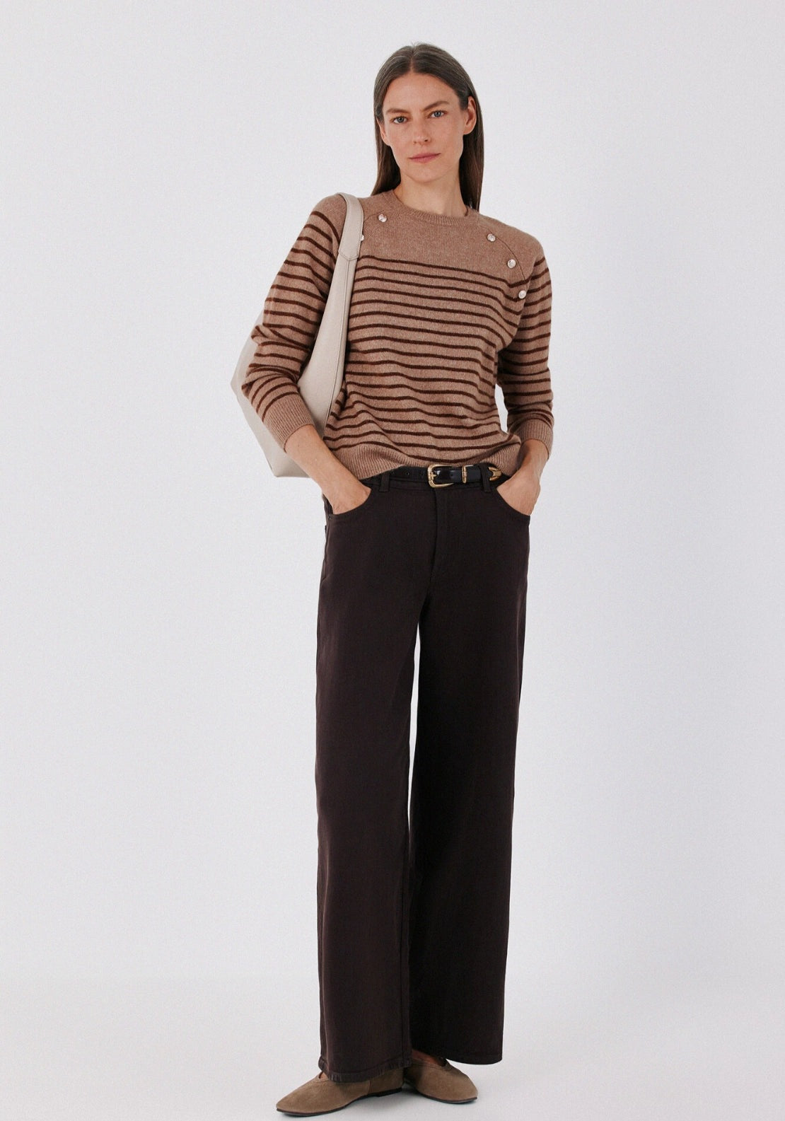 Button Accent Soft Jumper - Tan