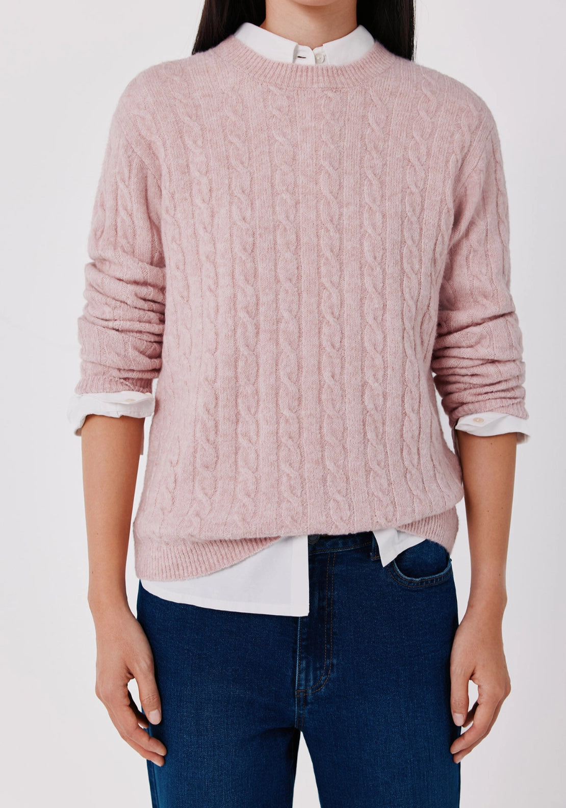 Light CableKnit Sweater - Pink