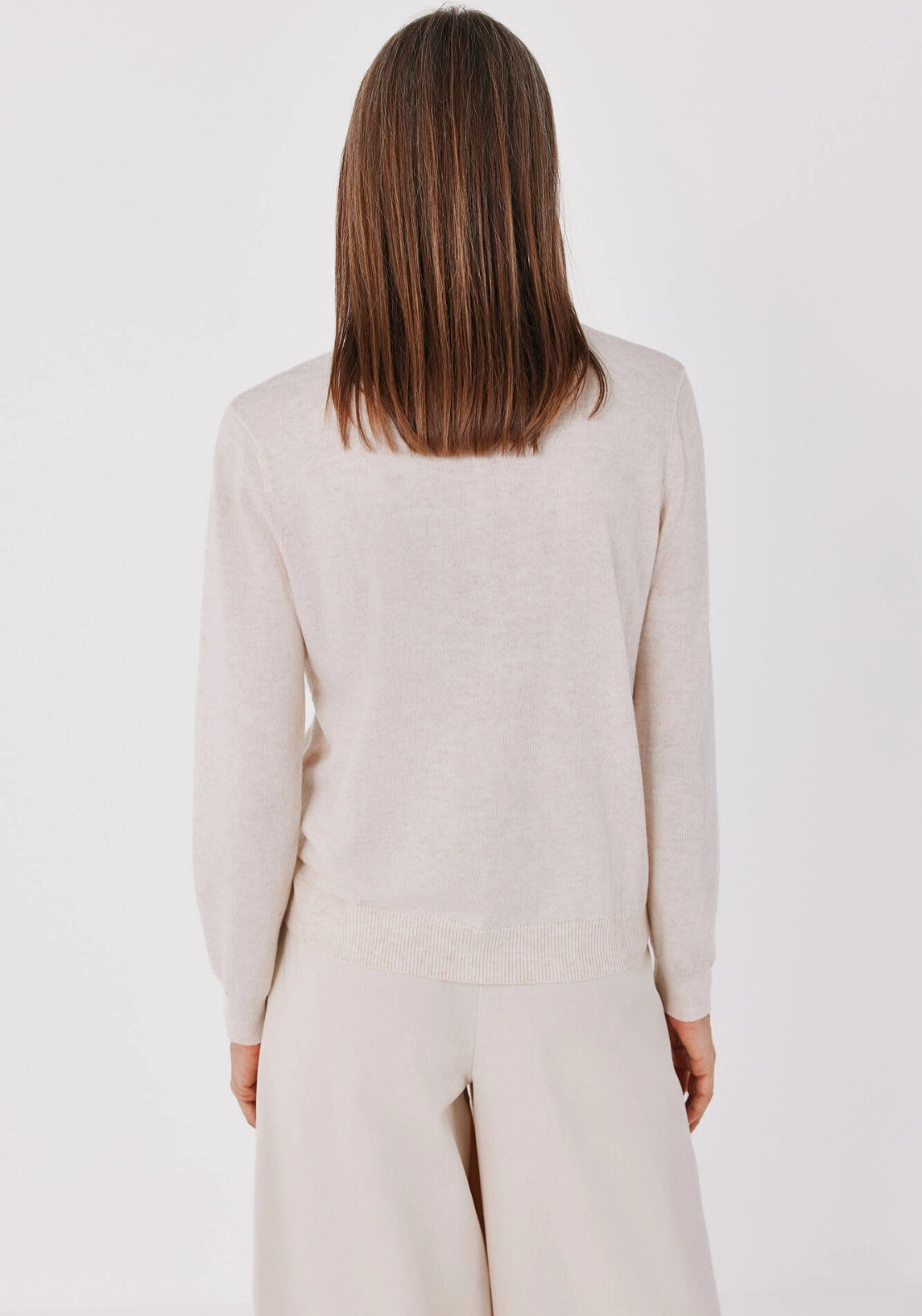 Plumetis Polo Neck Jumper - Ivory