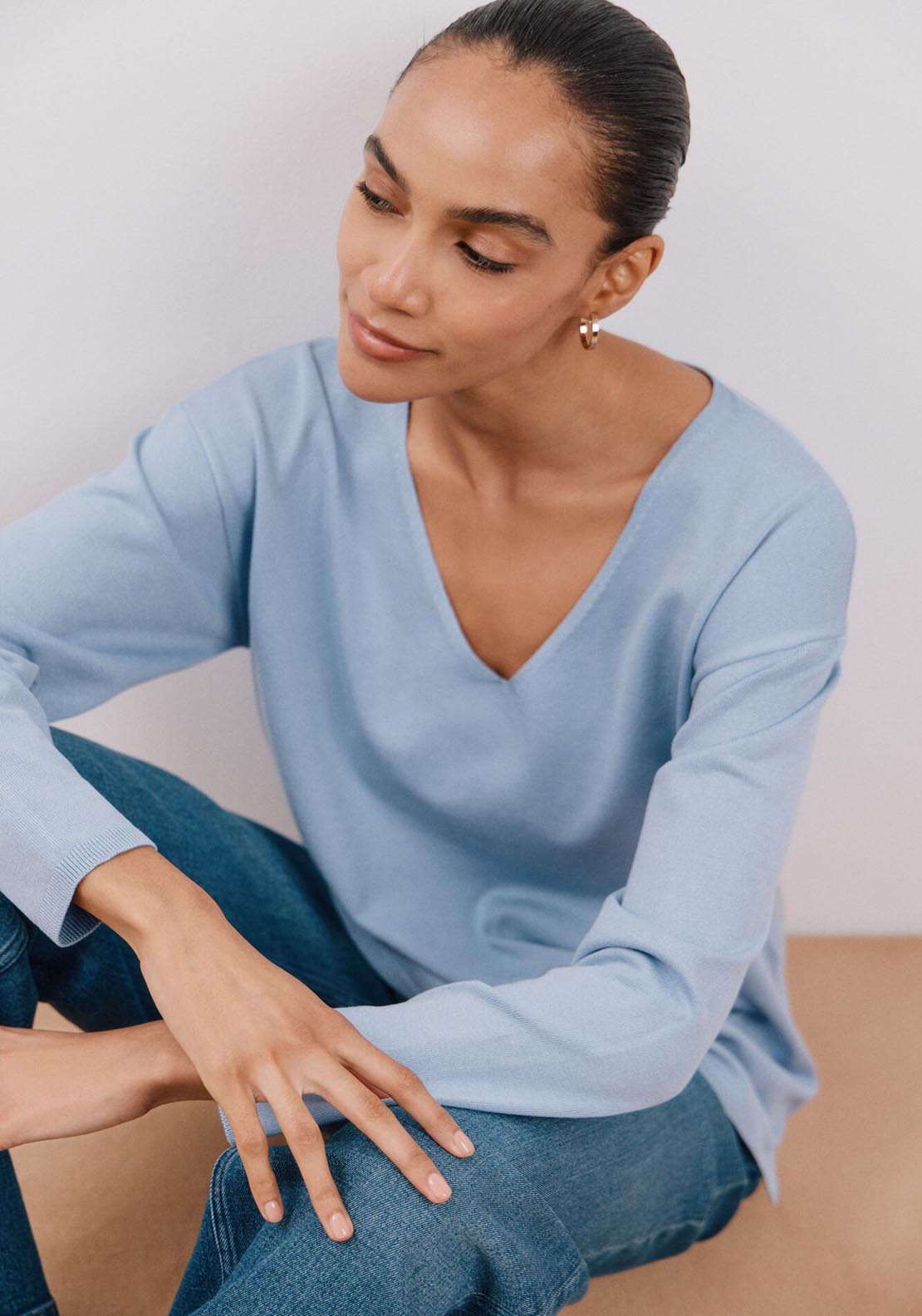 Cortefiel Jumper - Light Blue 4 Shaws Department Stores