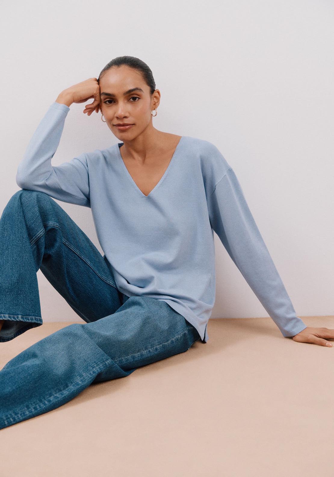 Cortefiel Jumper - Light Blue 1 Shaws Department Stores