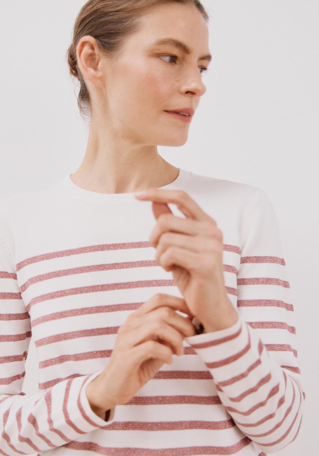 Cortefiel Lurex Stripes Jumper - Fuchsia 4 Shaws Department Stores